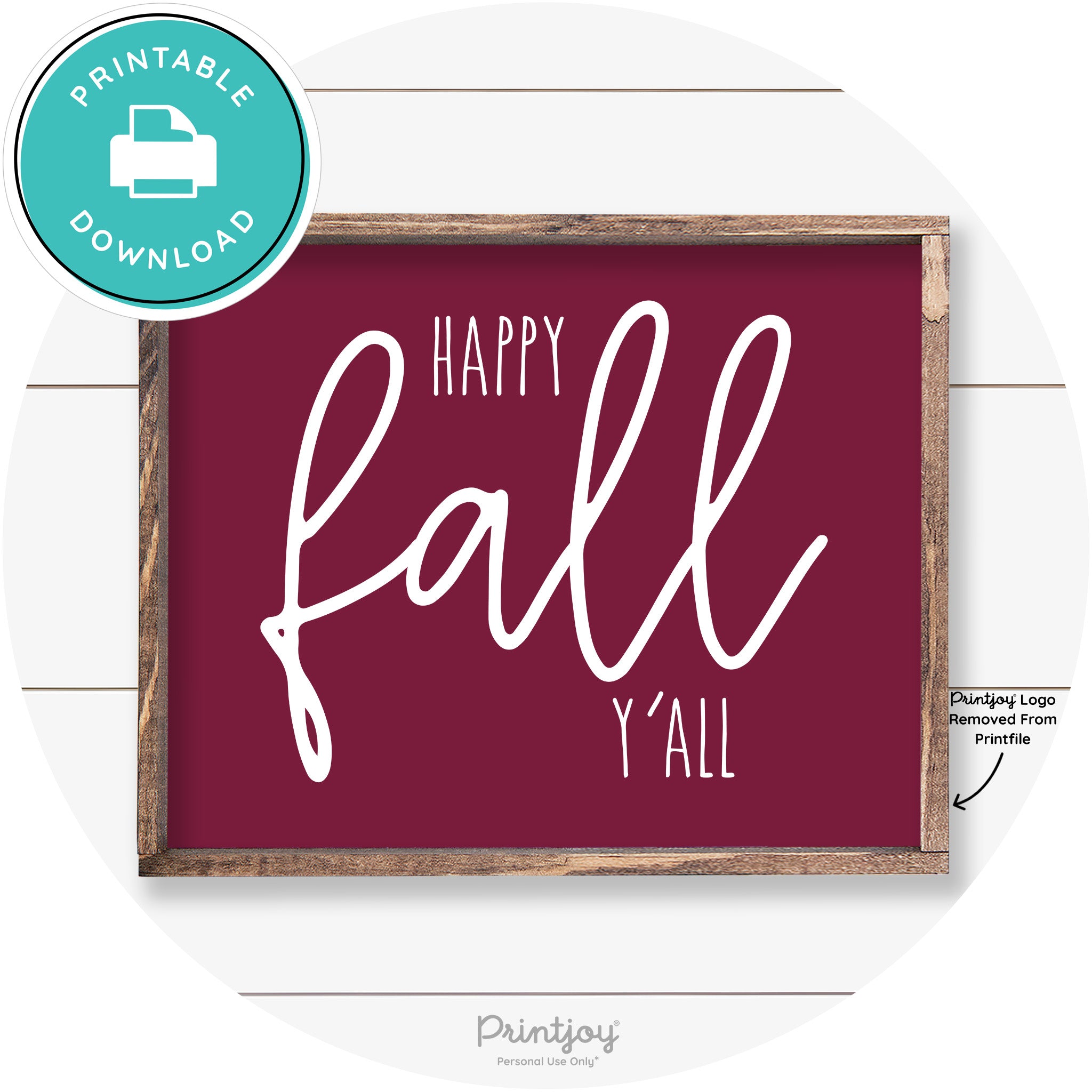 Happy Fall Y'all Cute Farmhouse Autumn Wall Art Decor Free Printable