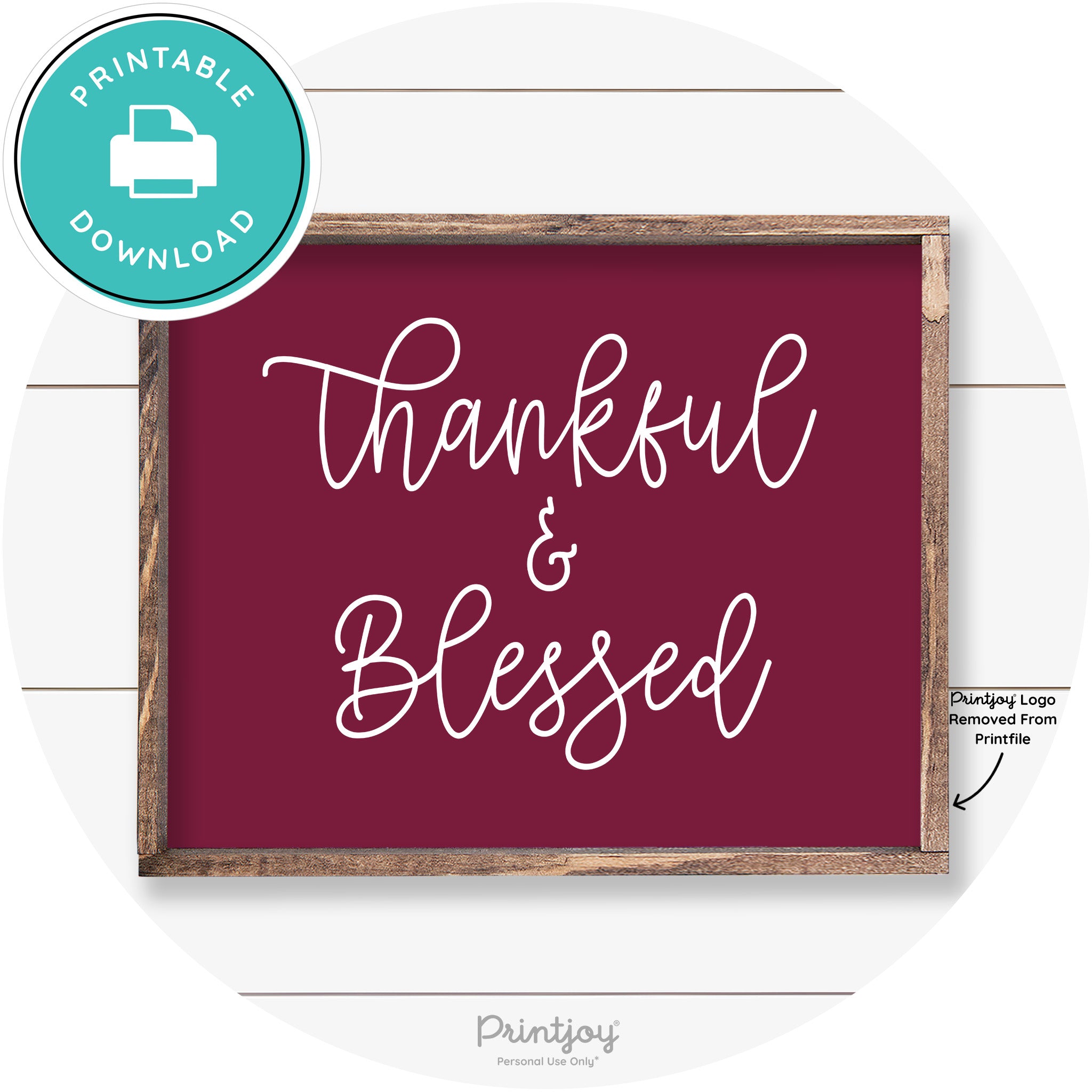 Thankful And Blessed Thanksgiving Farmhouse Wall Art Free Printable