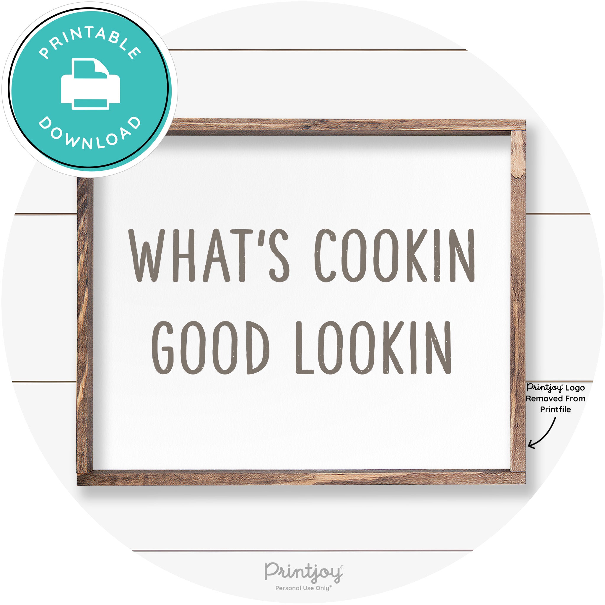 What's Cookin Good Lookin Farmhouse Kitchen Wall Art Free Printable