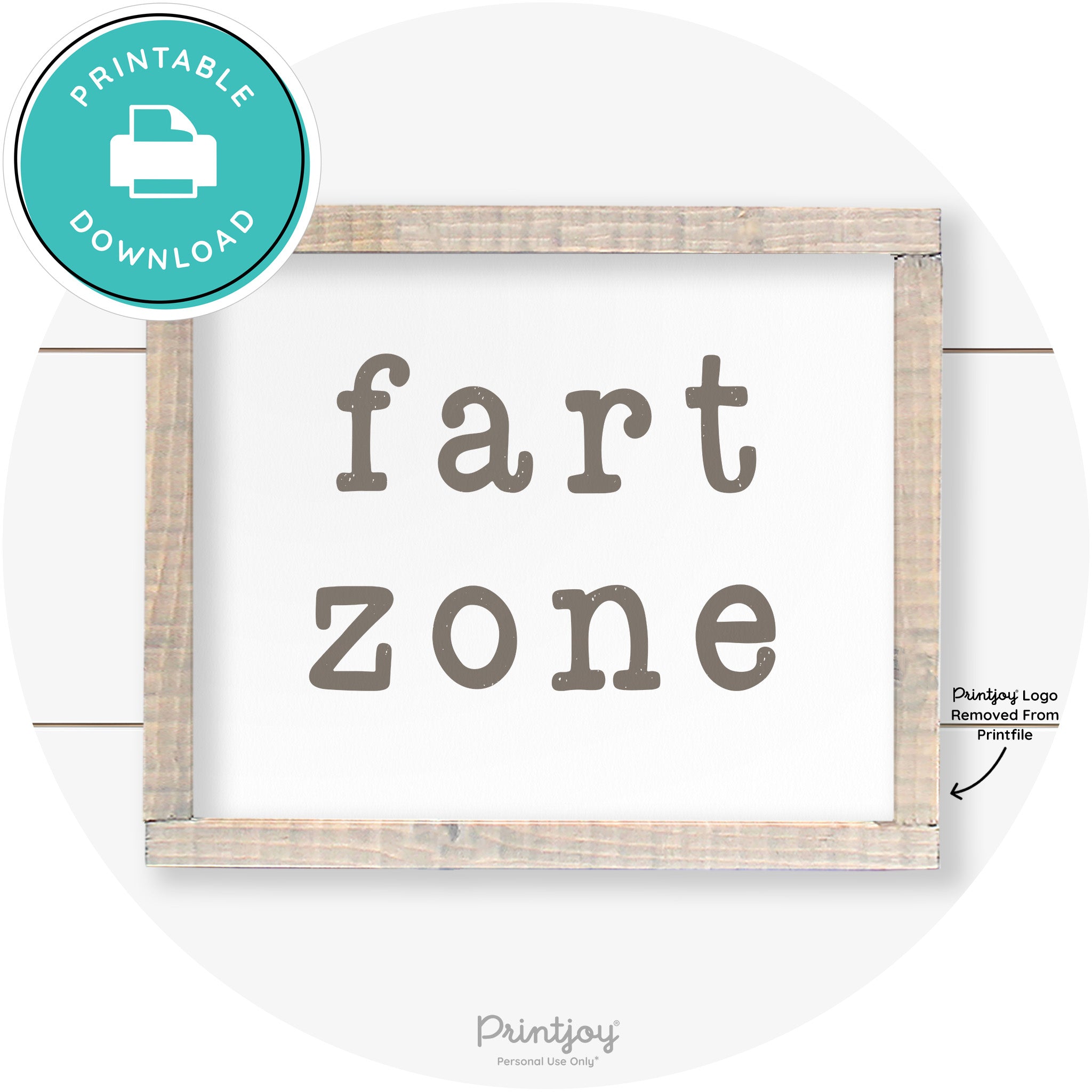 Fart Zone Funny Farmhouse Bathroom Wall Art Decor Free Printable