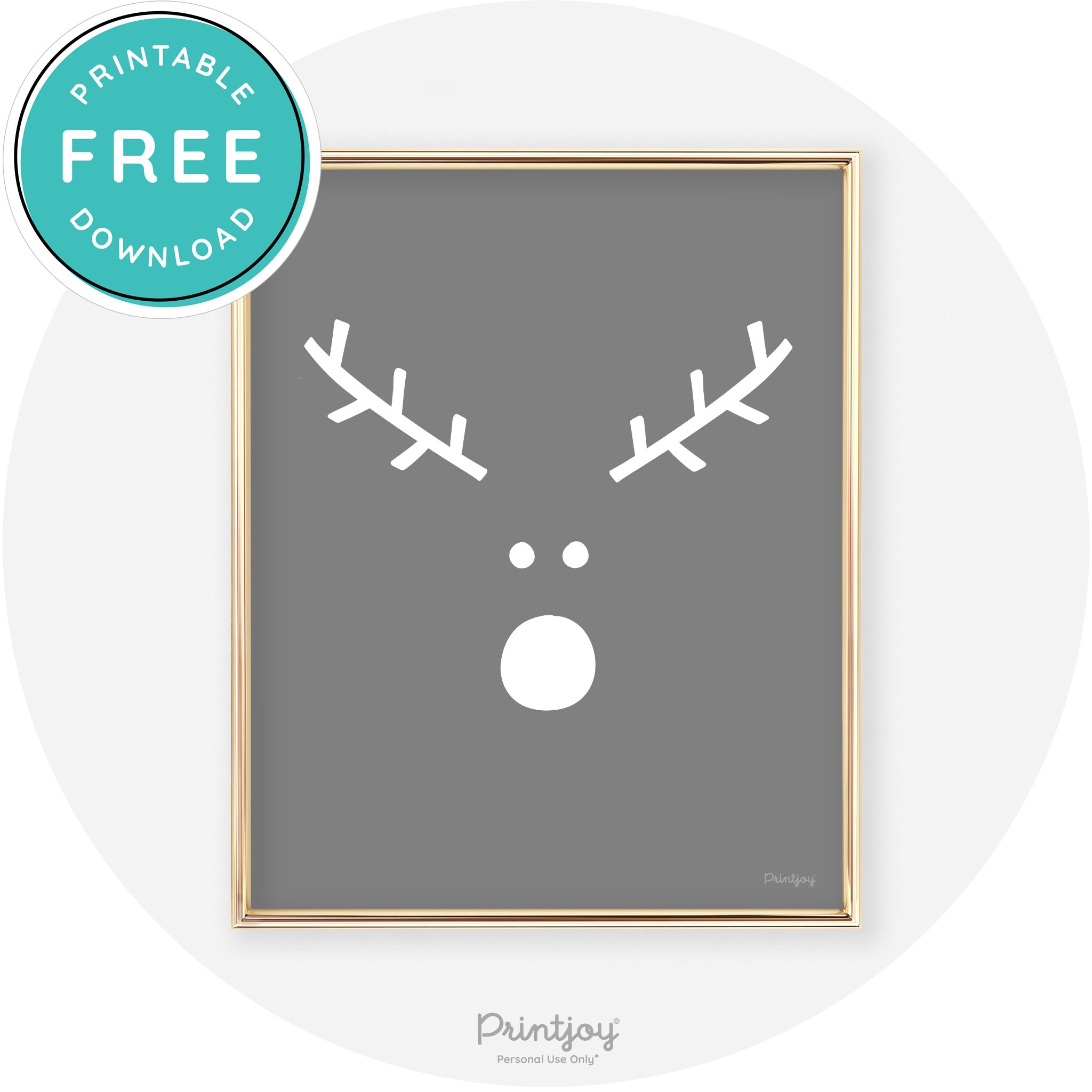 Simple Rudolph Reindeer Face Cute Chic Wall Art Free Printable