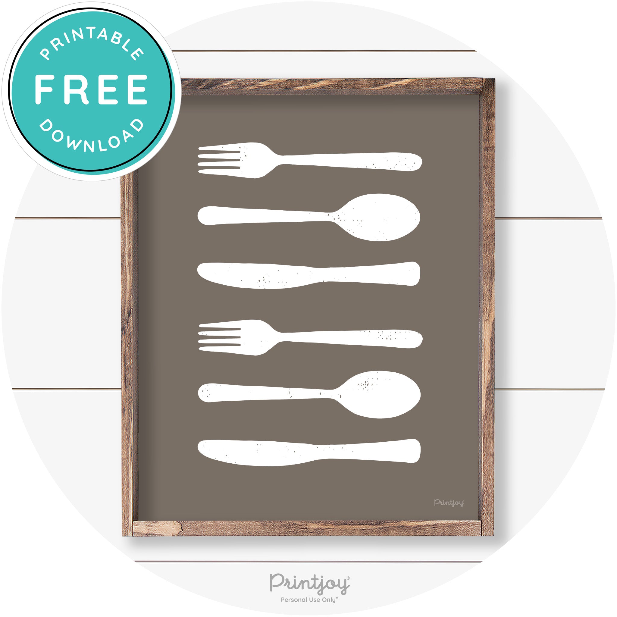 Fork Spoon Knife Pattern Farmhouse Kitchen Wall Art Free Printable