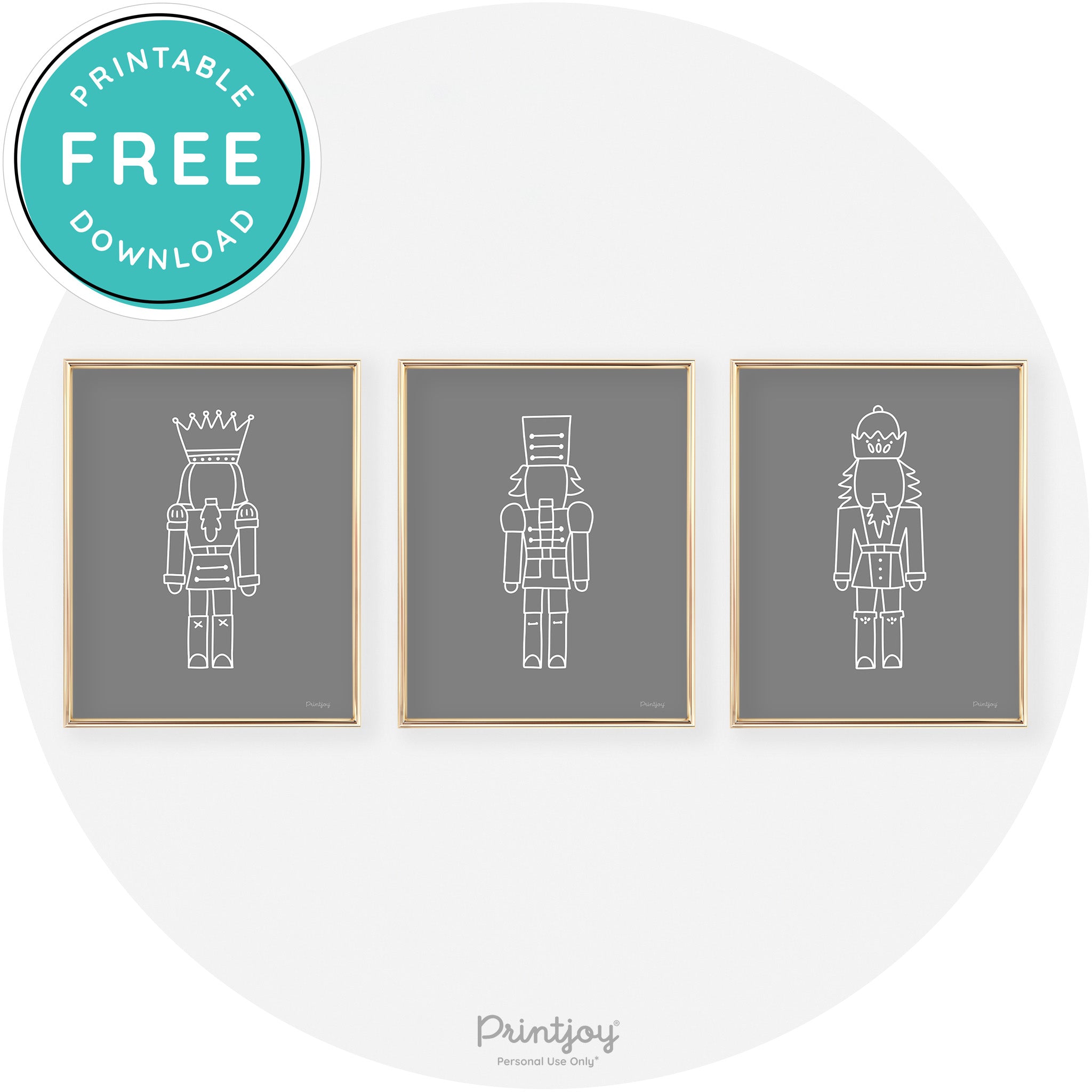 Nutcracker Line Art Set Of 3 Cute Christmas Chic Wall Art Free Printable