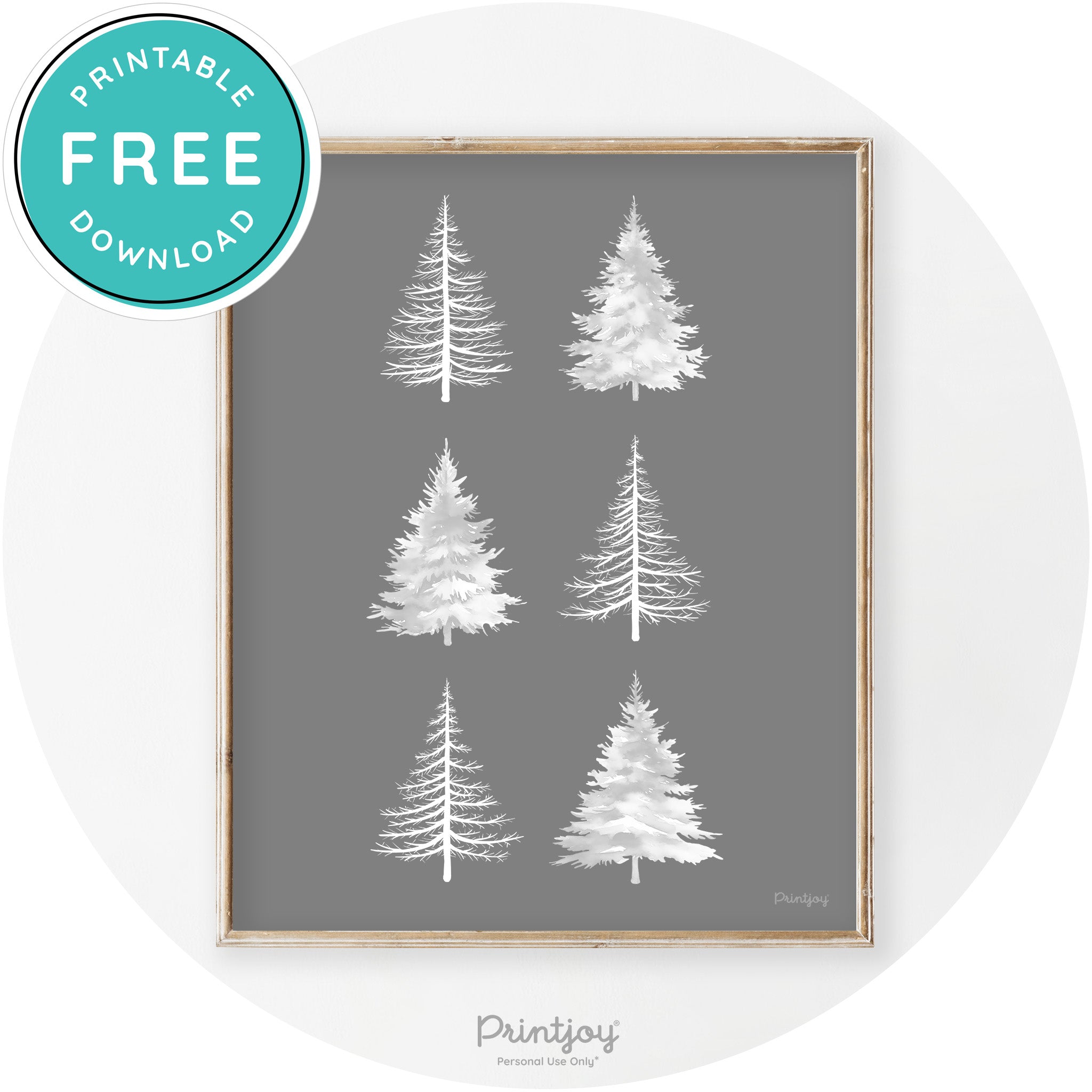 Christmas Trees Silhouette Modern Transitional Wall Art Free Printable - Printjoy