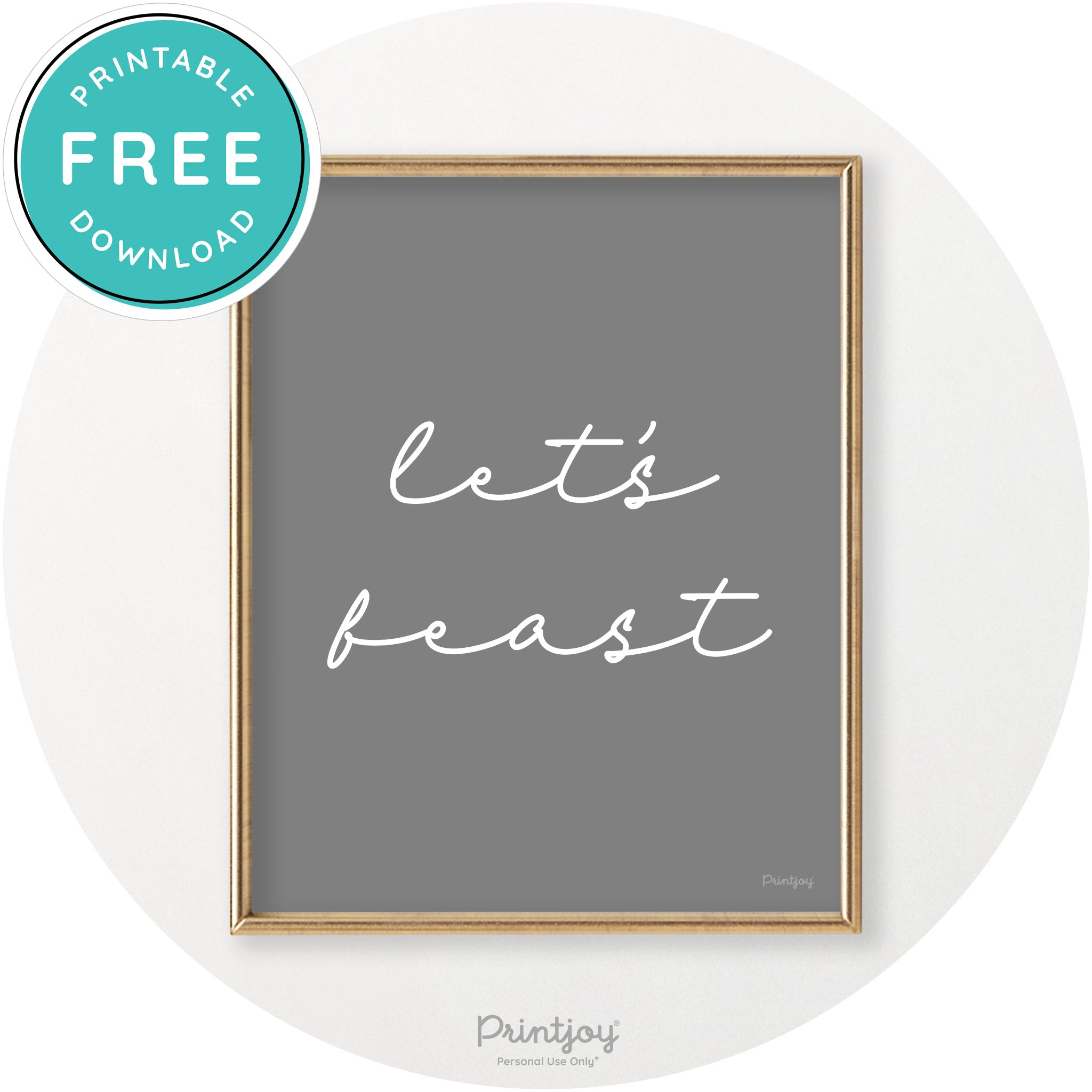 Let's Feast Cute Thanksgiving Modern Chic Wall Art Printable
