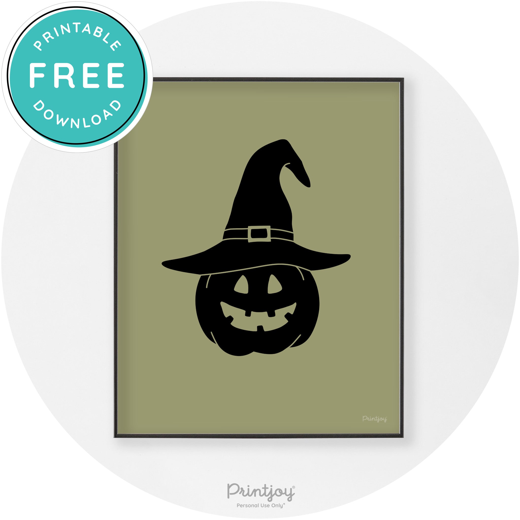 Halloween Cute Witch Jack O Lantern Chic Wall Art Printable