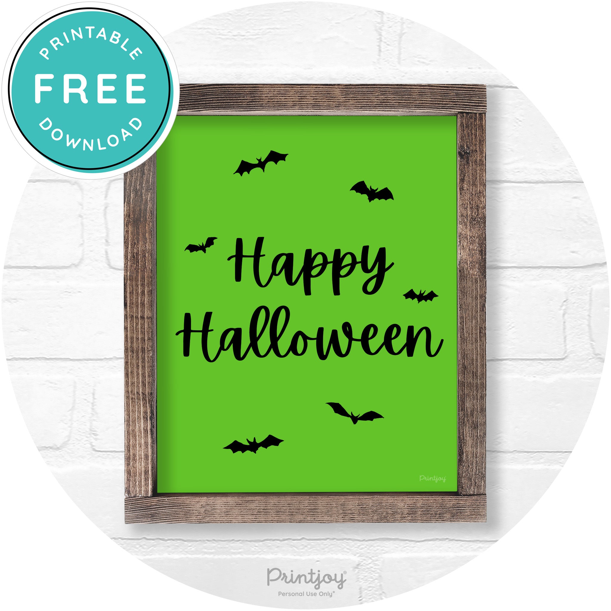 Happy Halloween Bats Rustic Farmhouse Wall Art Printable