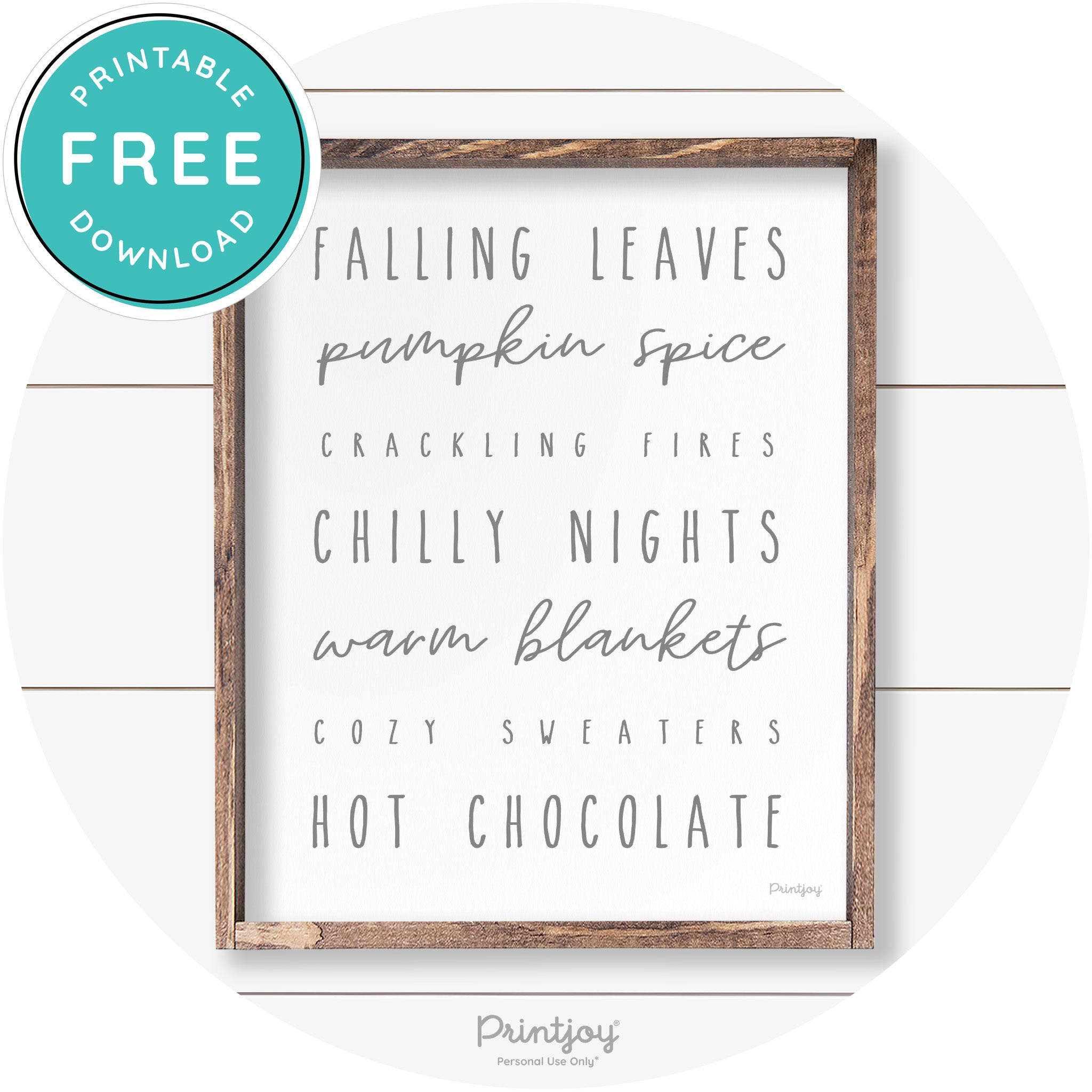 Fall Favorite Things Cute Farmhouse Autumn Wall Art Free Printable