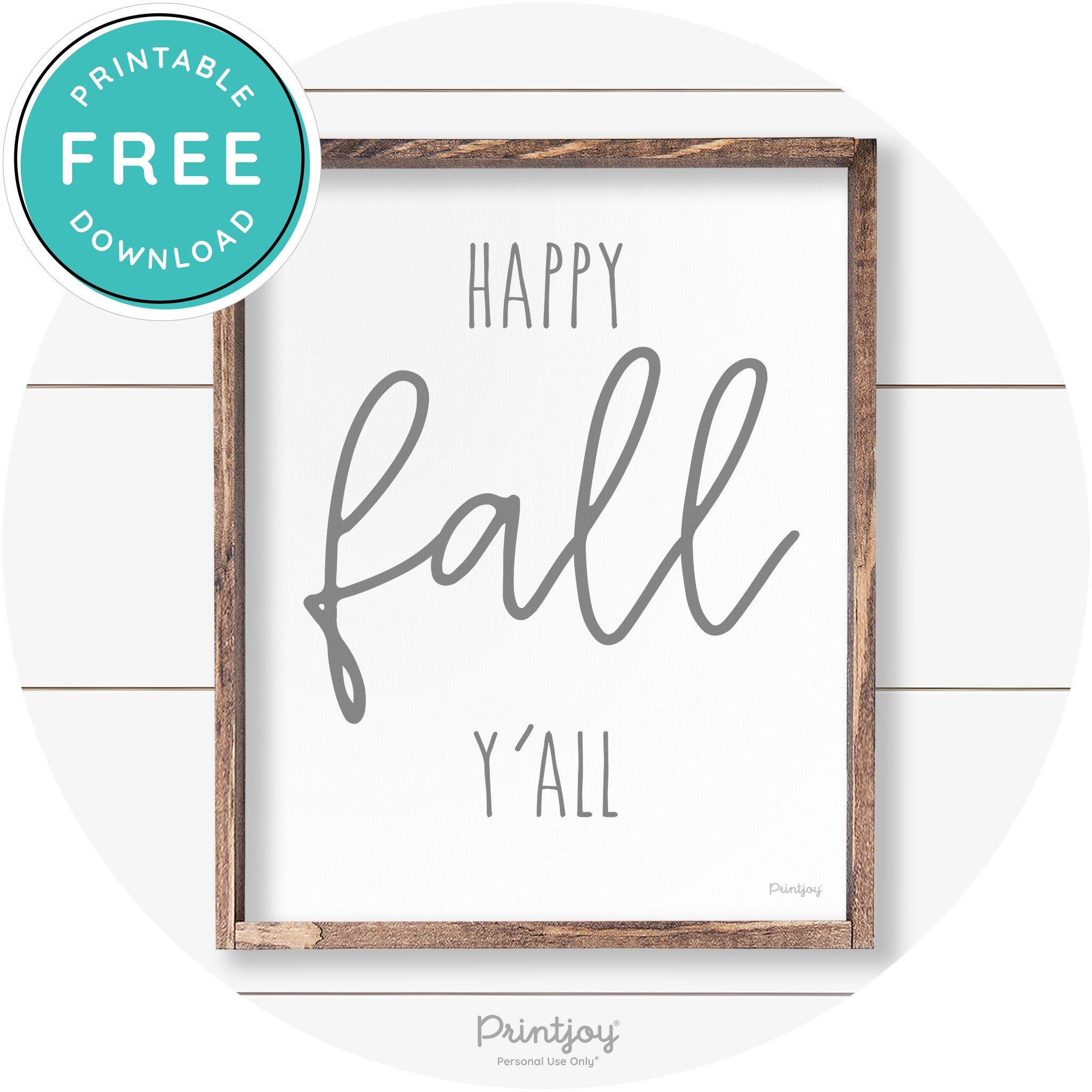 Happy Fall Y'all Cute Farmhouse Autumn Wall Art Decor Free Printable