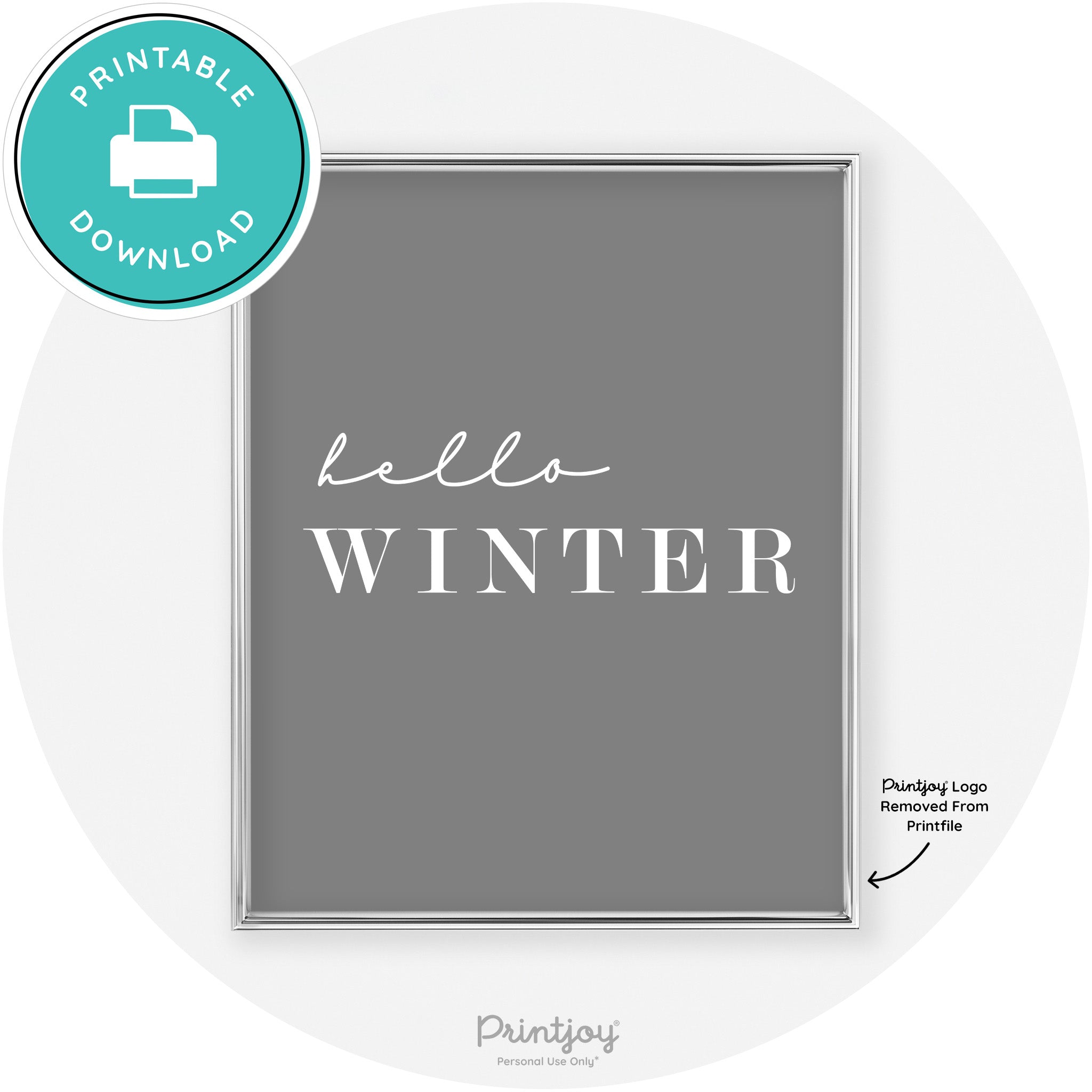 Hello Winter Cute Seasonal Modern Chic Wall Art Decor Free Printable