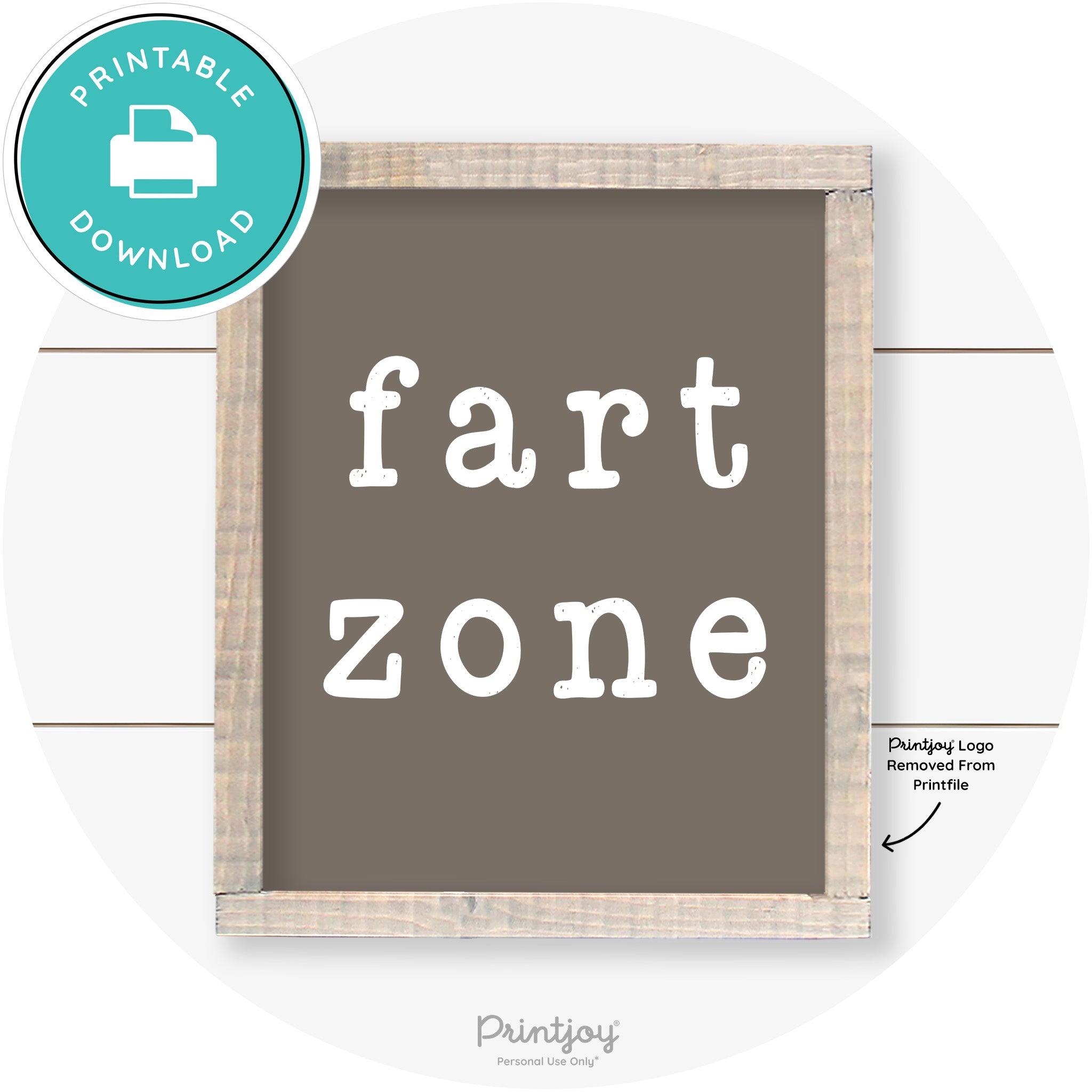 Fart Zone Funny Farmhouse Bathroom Wall Art Decor Free Printable