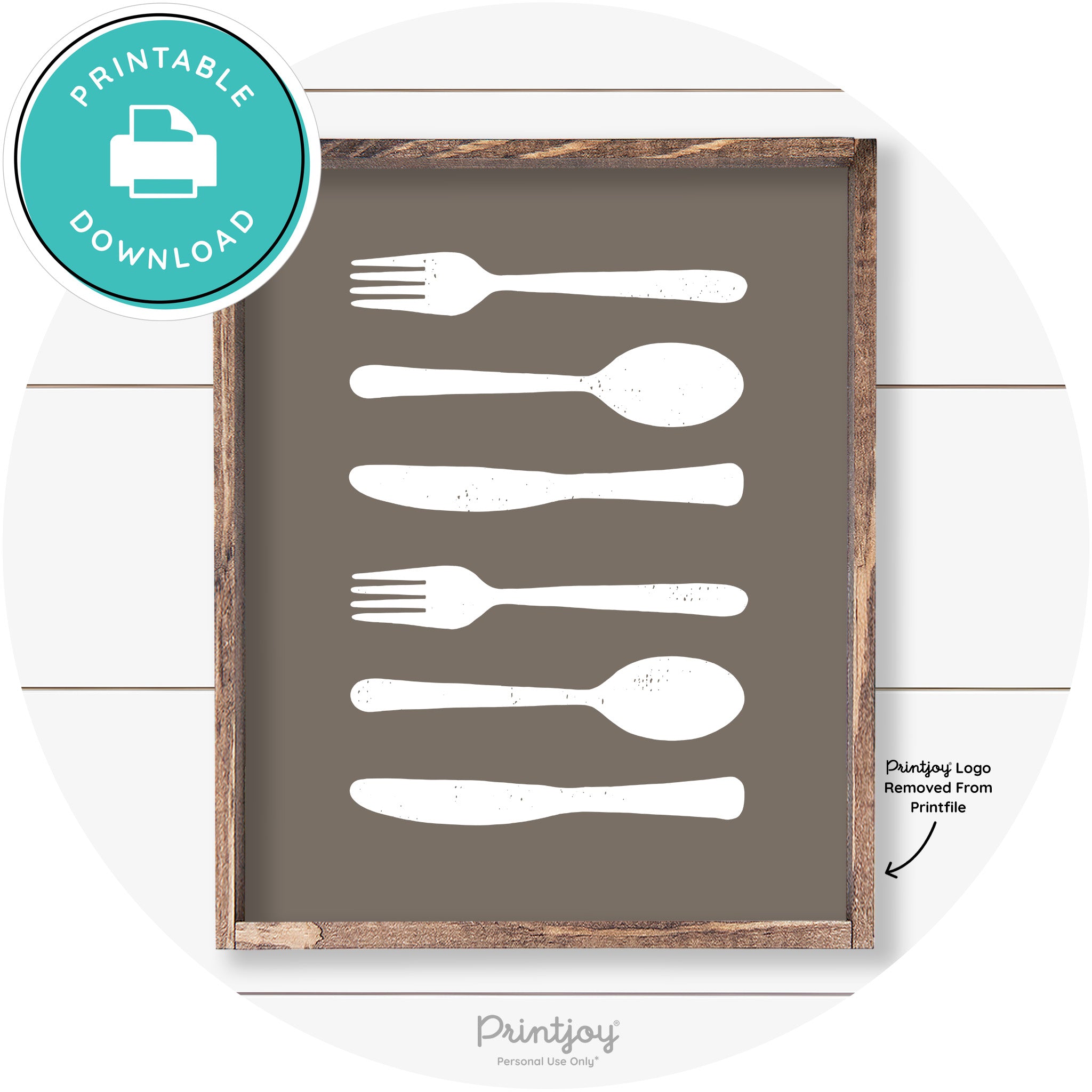 Fork Spoon Knife Pattern Farmhouse Kitchen Wall Art Free Printable