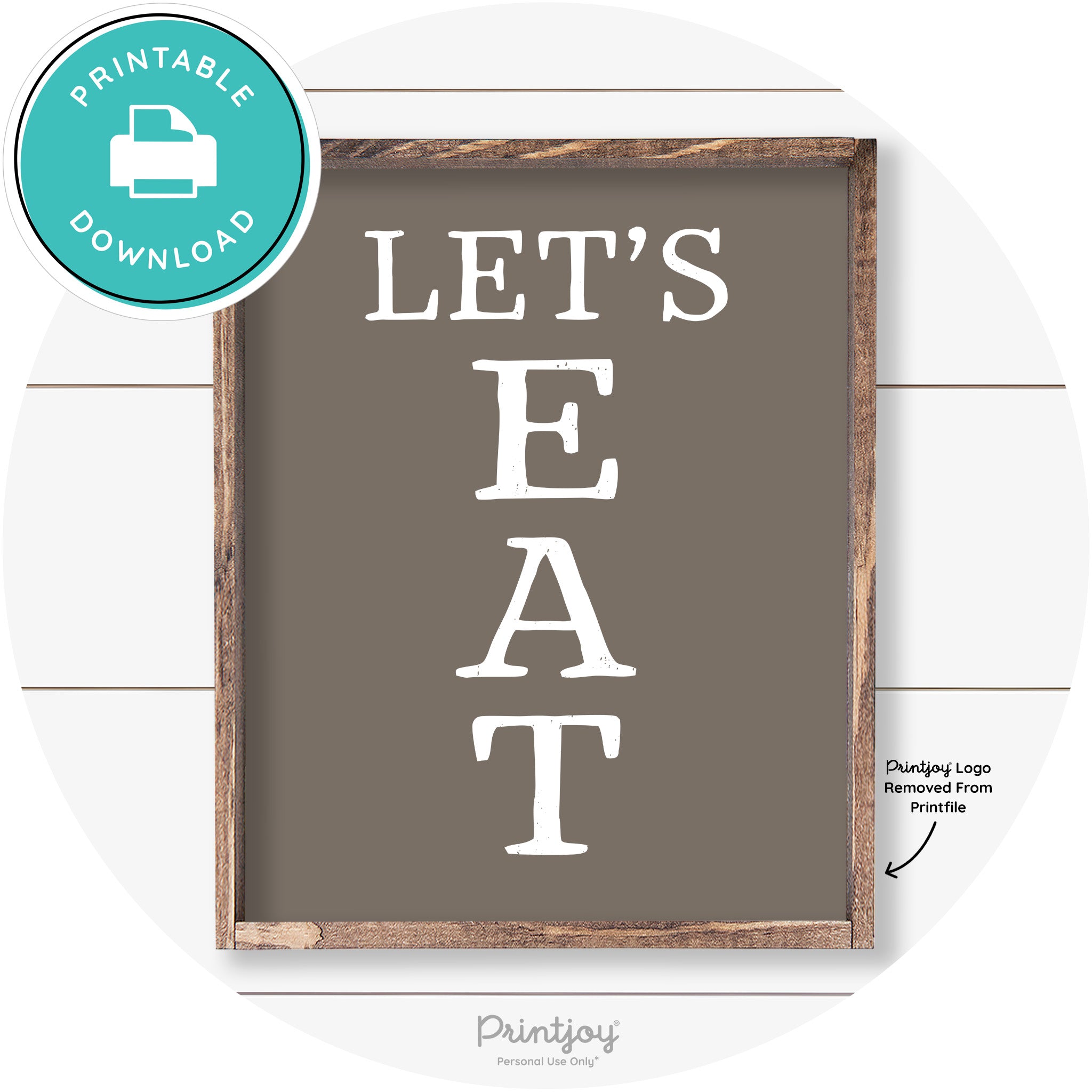 Let's Eat Kitchen Sign Rustic Farmhouse Wall Art Decor Free Printable