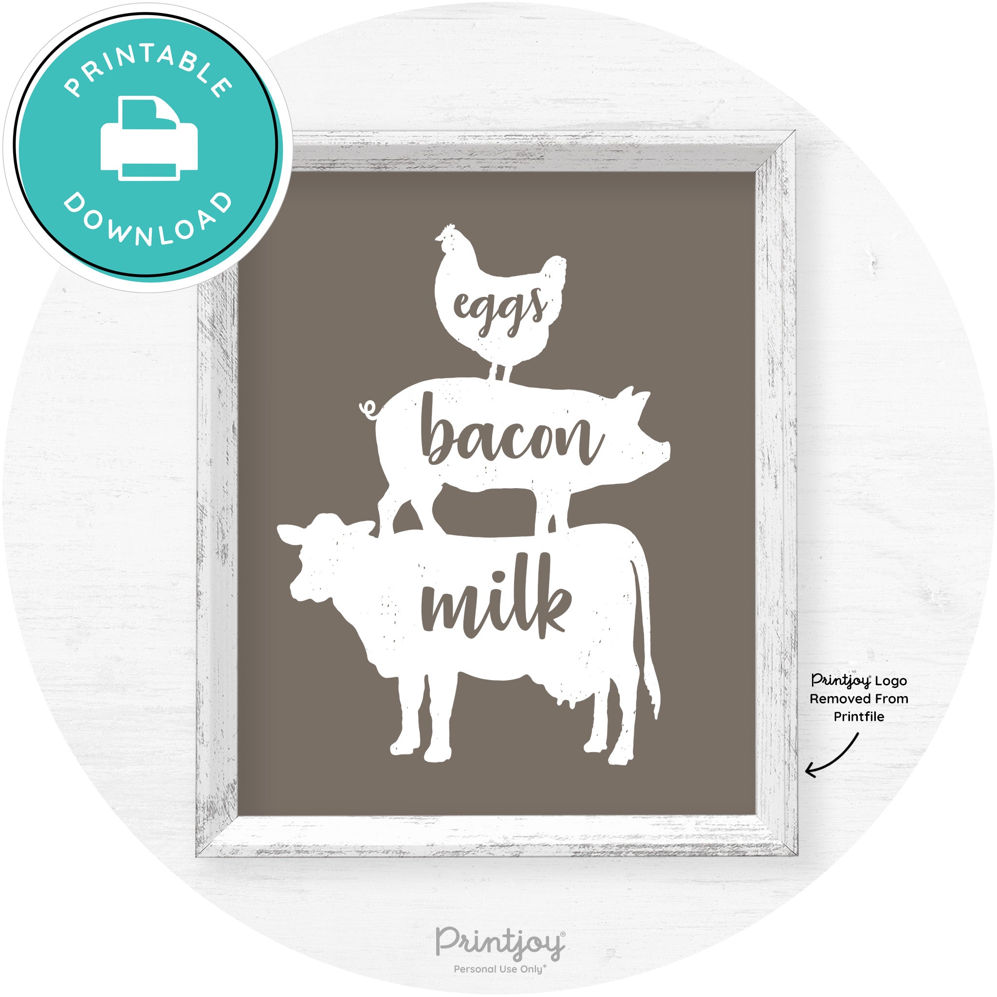 Stacked Farm Animals Eggs Bacon Milk Farmhouse Art Free Printable