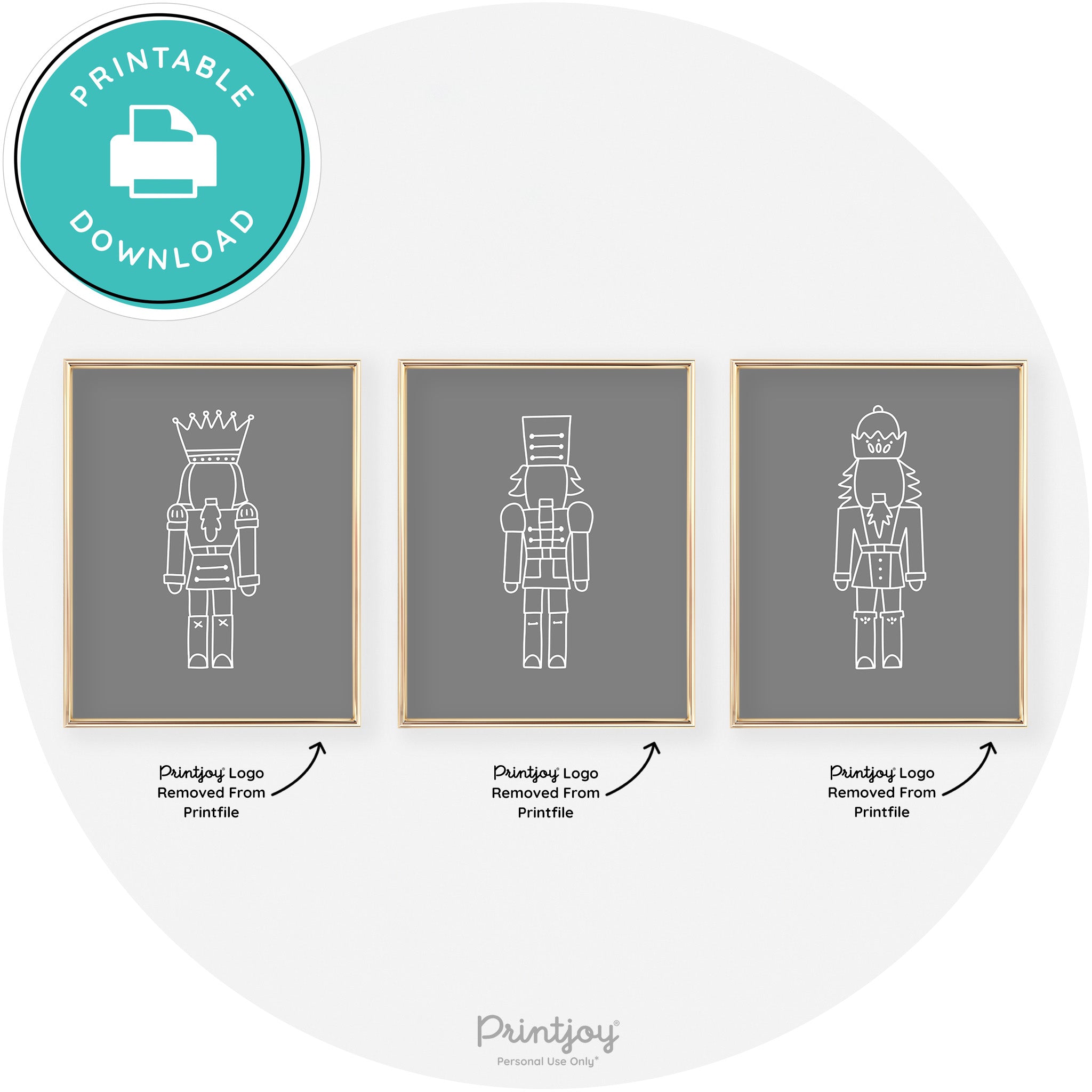 Nutcracker Line Art Set Of 3 Cute Christmas Chic Wall Art Free Printable