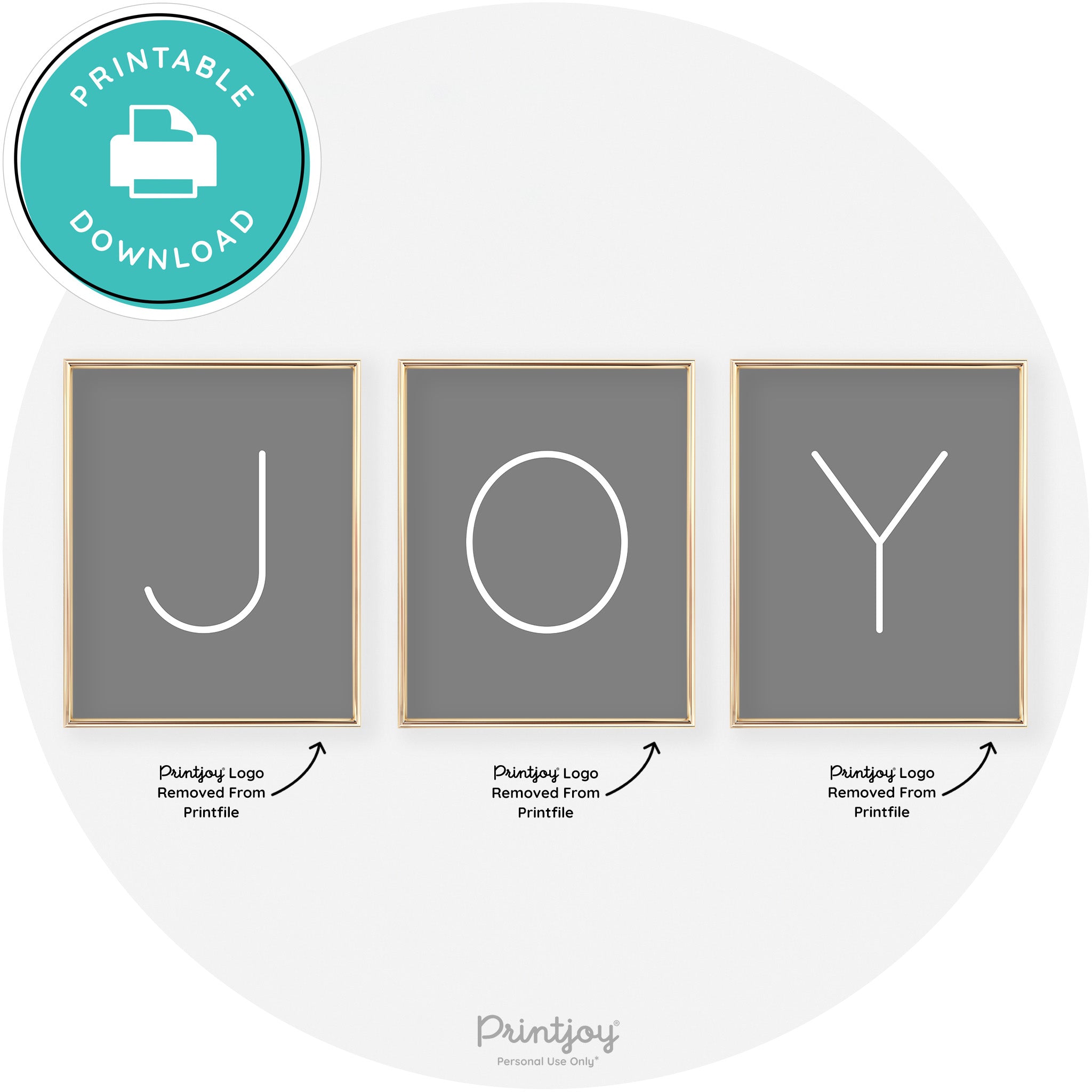 Joy Simple Letters Set Of 3 Christmas Modern Chic Wall Art Free Printable