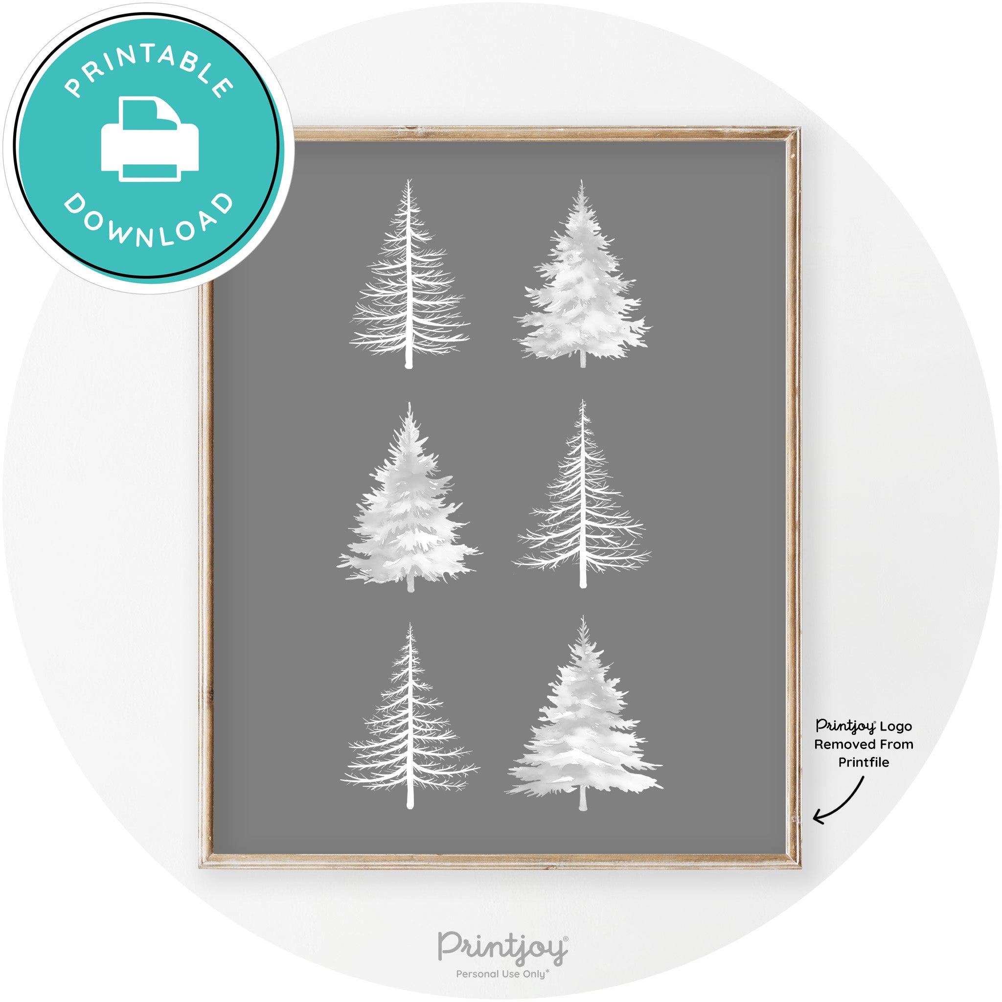 Christmas Trees Silhouette Modern Transitional Wall Art Free Printable - Printjoy
