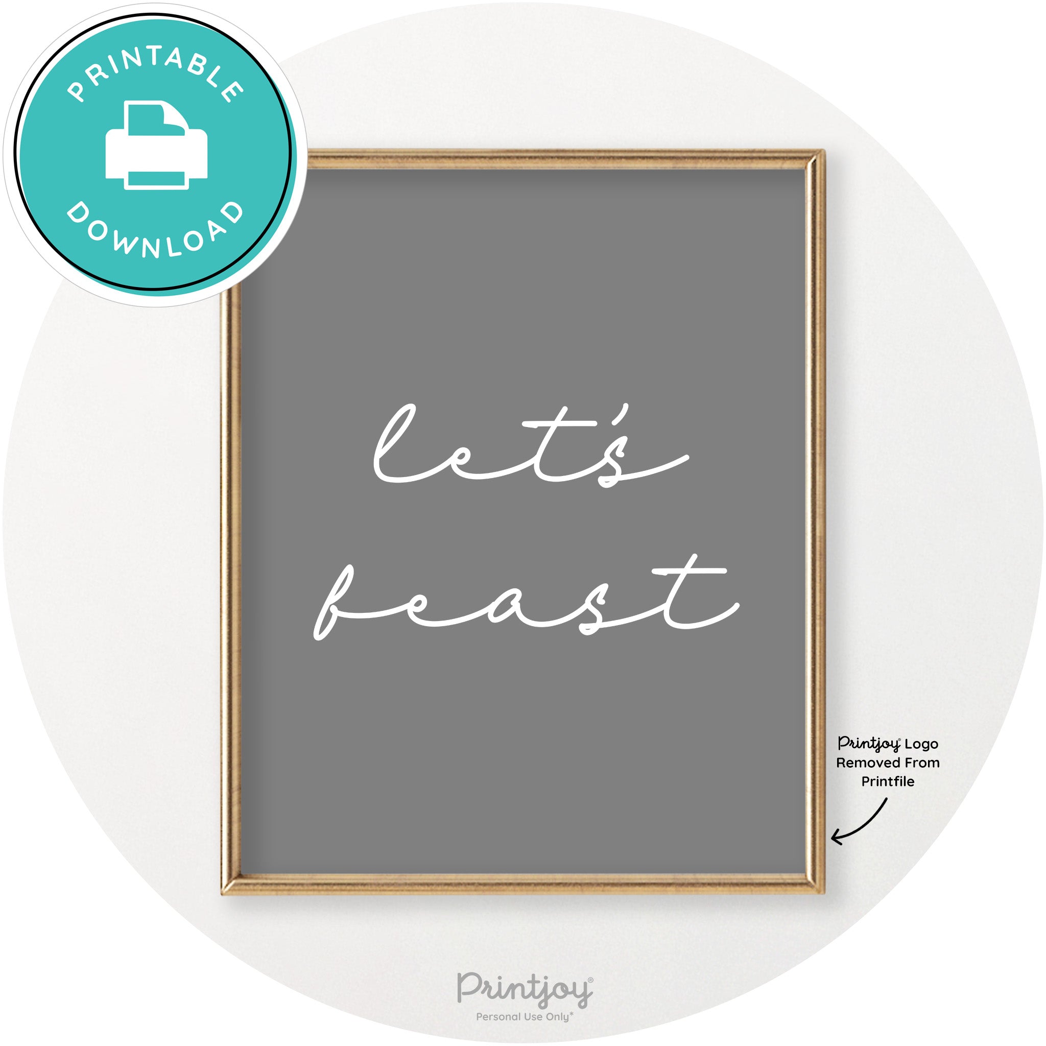 Let's Feast Cute Thanksgiving Modern Chic Wall Art Printable