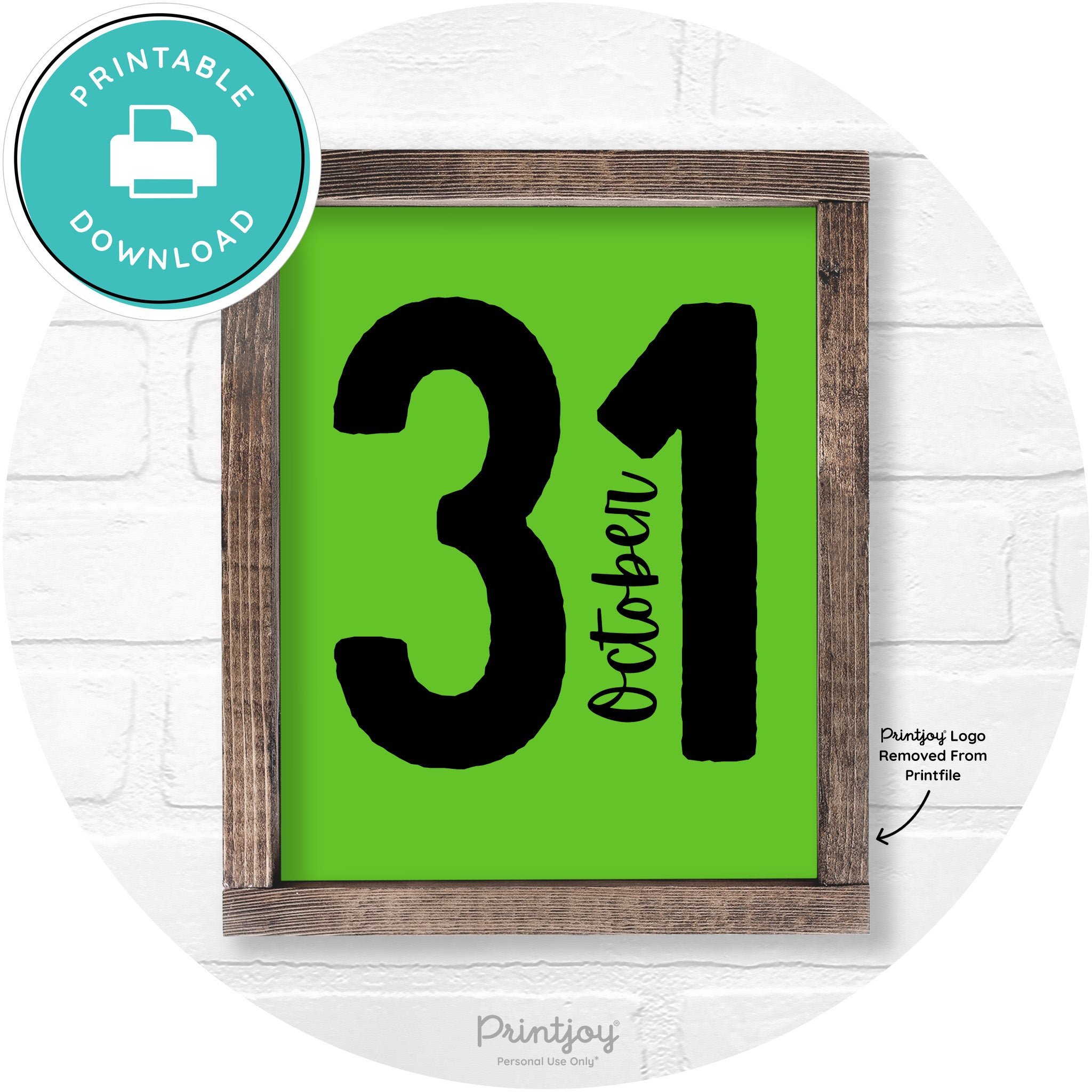 October 31 Halloween Rustic Farmhouse Wall Art Printable