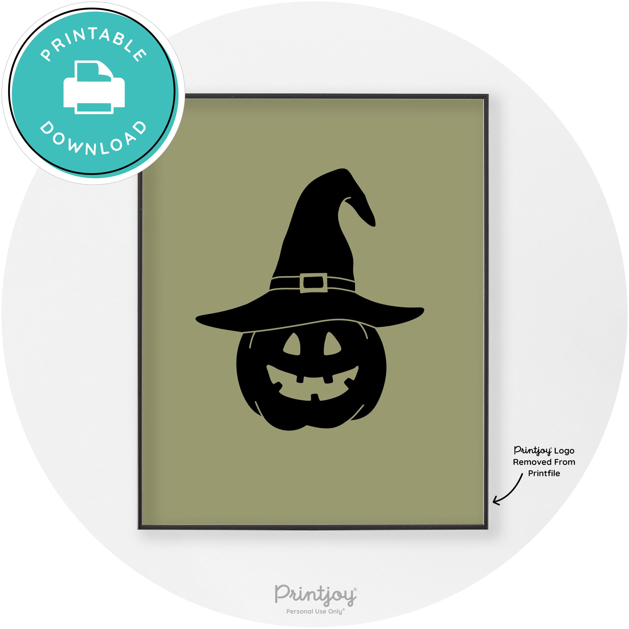 Halloween Cute Witch Jack O Lantern Chic Wall Art Printable