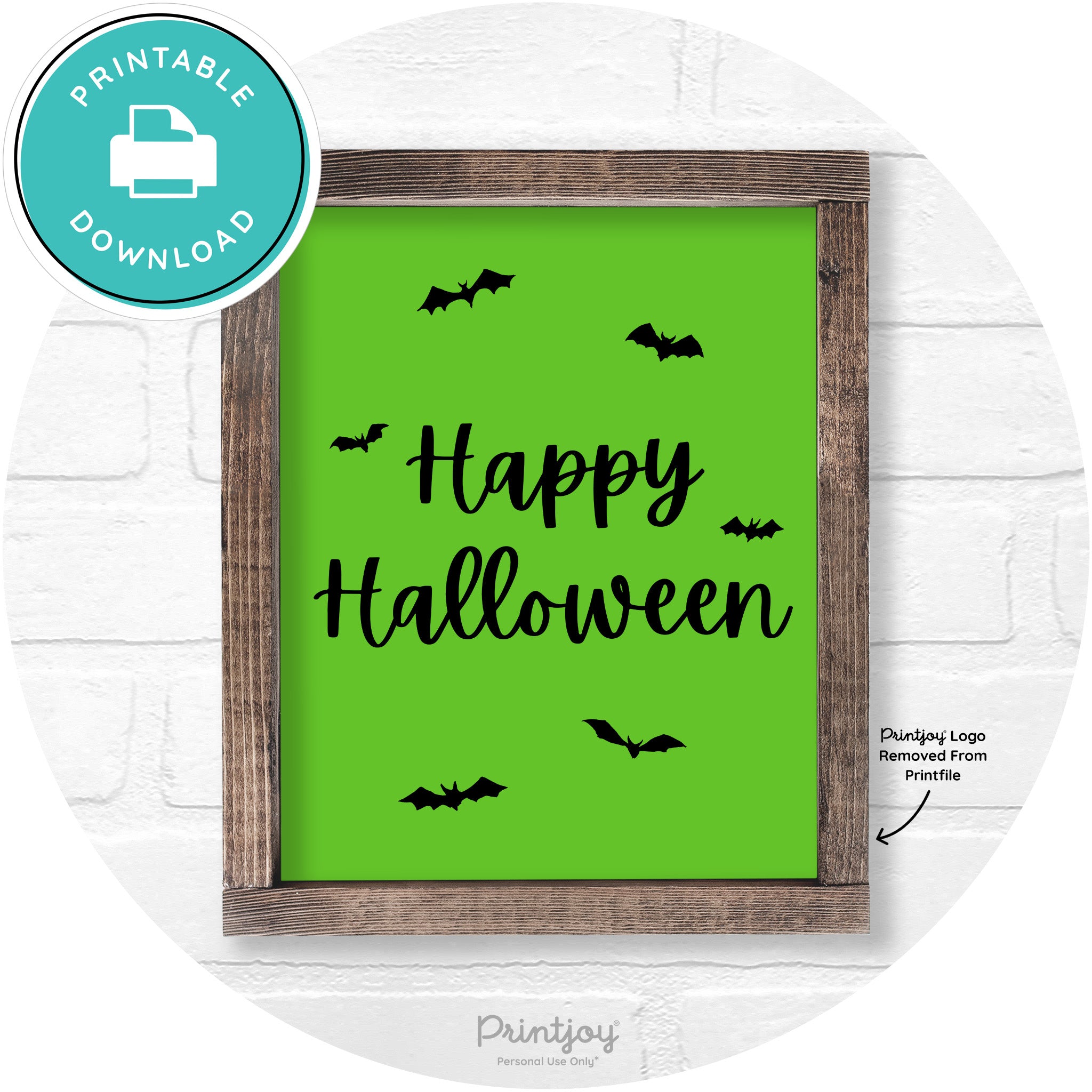 Happy Halloween Bats Rustic Farmhouse Wall Art Printable
