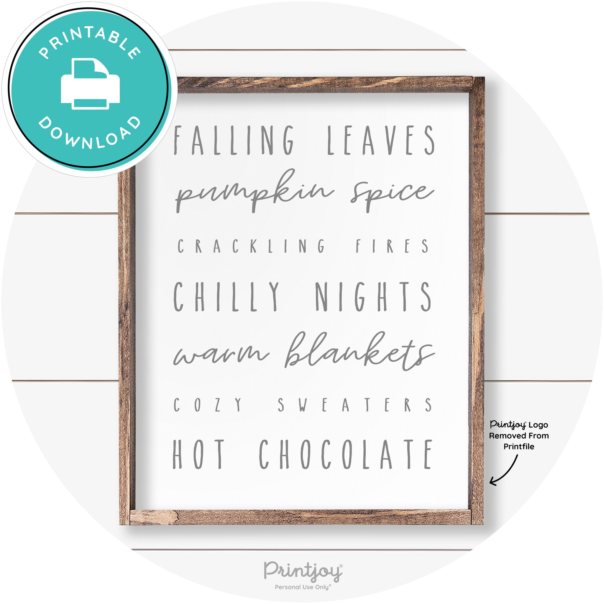 Fall Favorite Things Cute Farmhouse Autumn Wall Art Free Printable