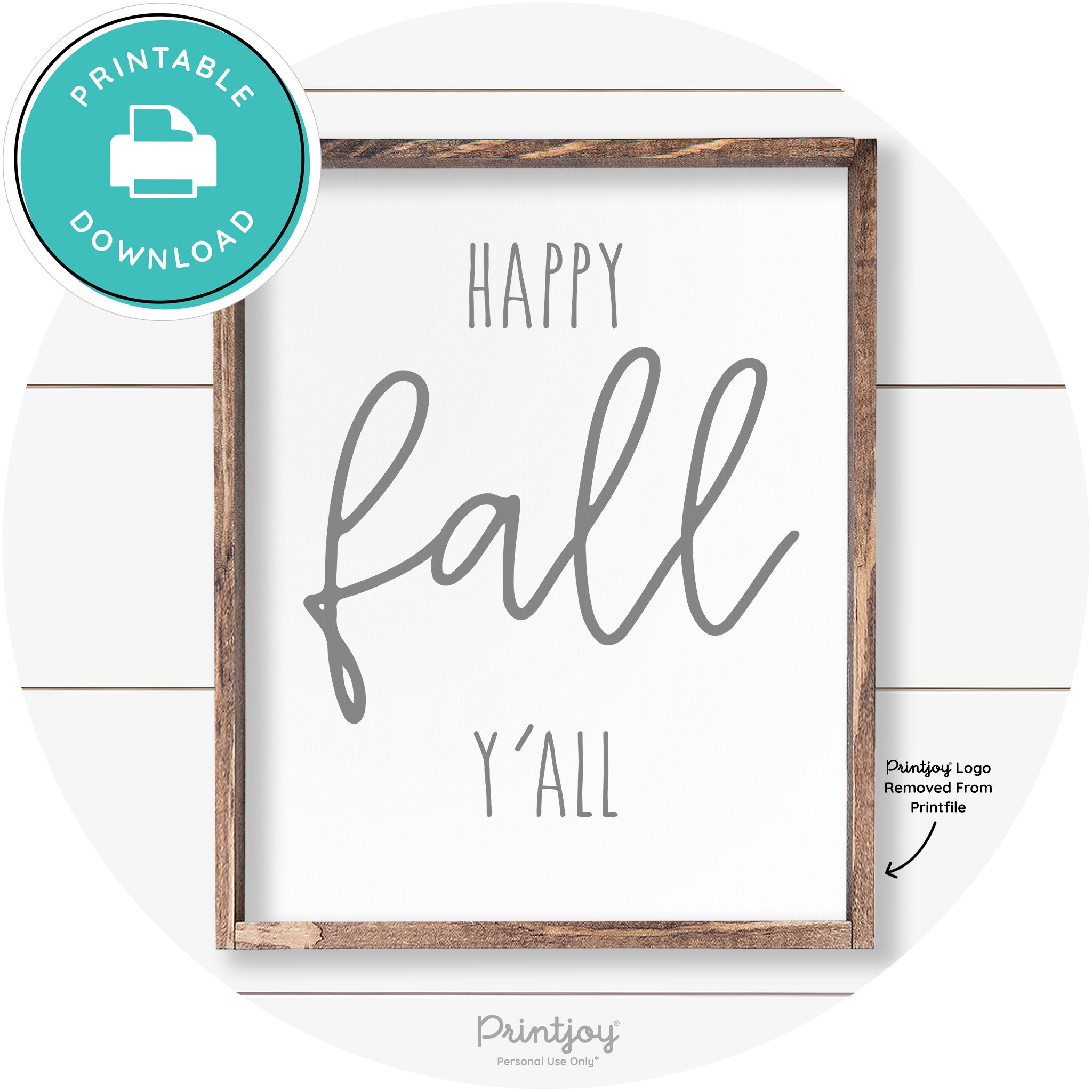 Happy Fall Y'all Cute Farmhouse Autumn Wall Art Decor Free Printable
