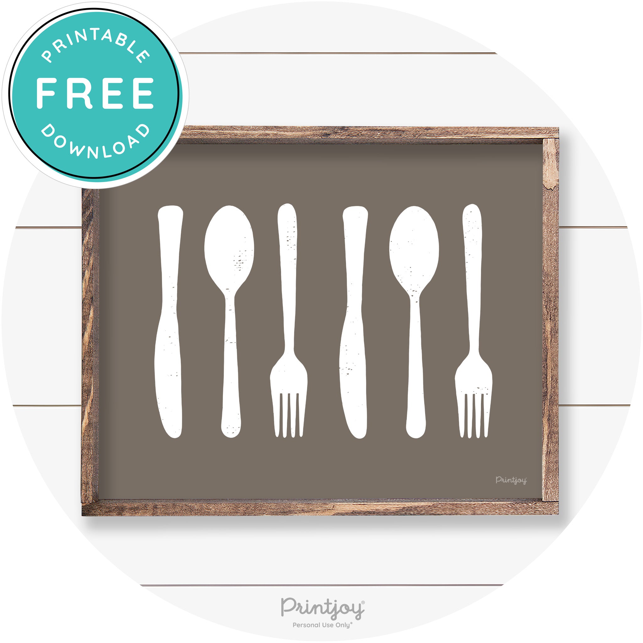 Fork Spoon Knife Pattern Farmhouse Kitchen Wall Art Free Printable