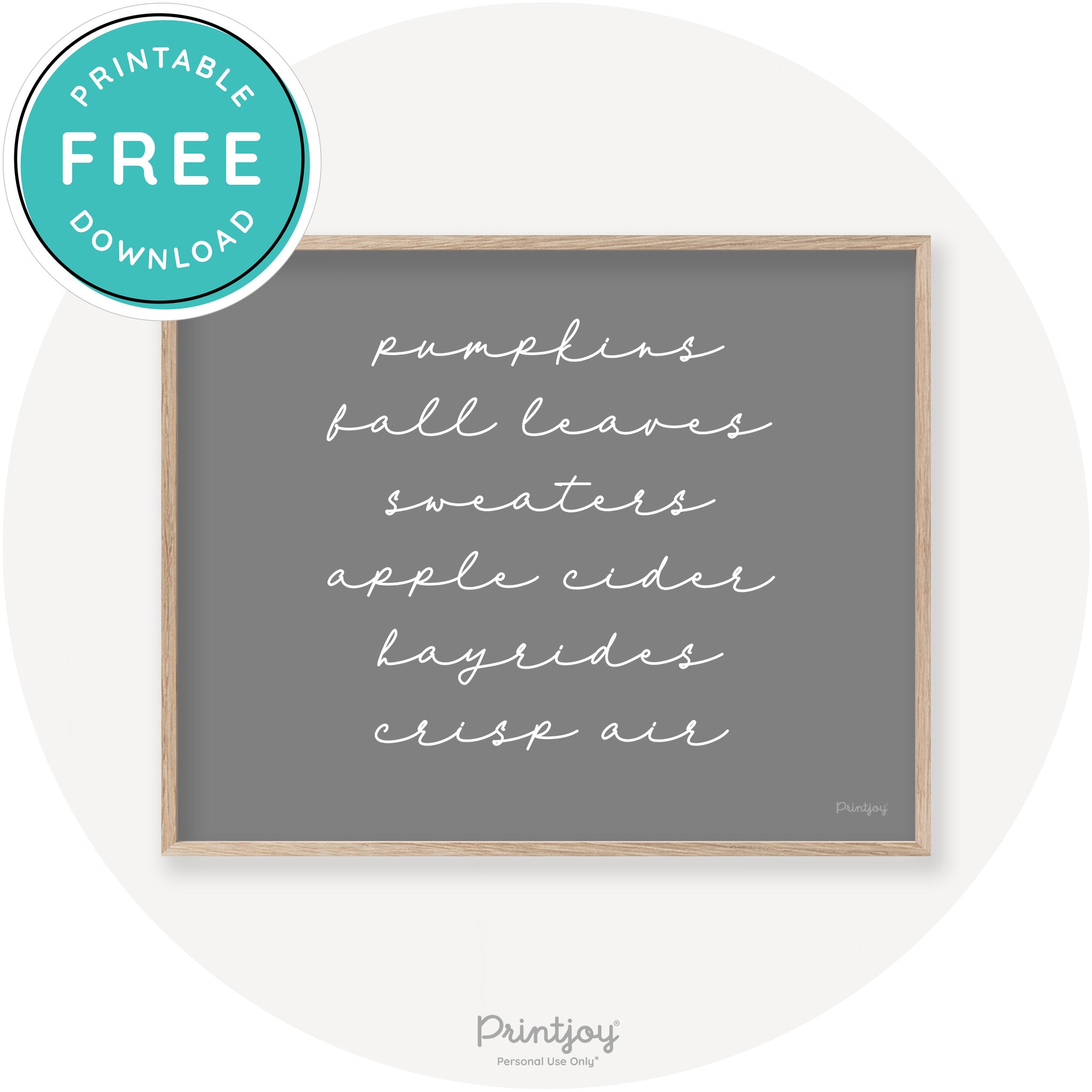Fall Favorite Things Cute Modern Chic Decor Wall Art Printable