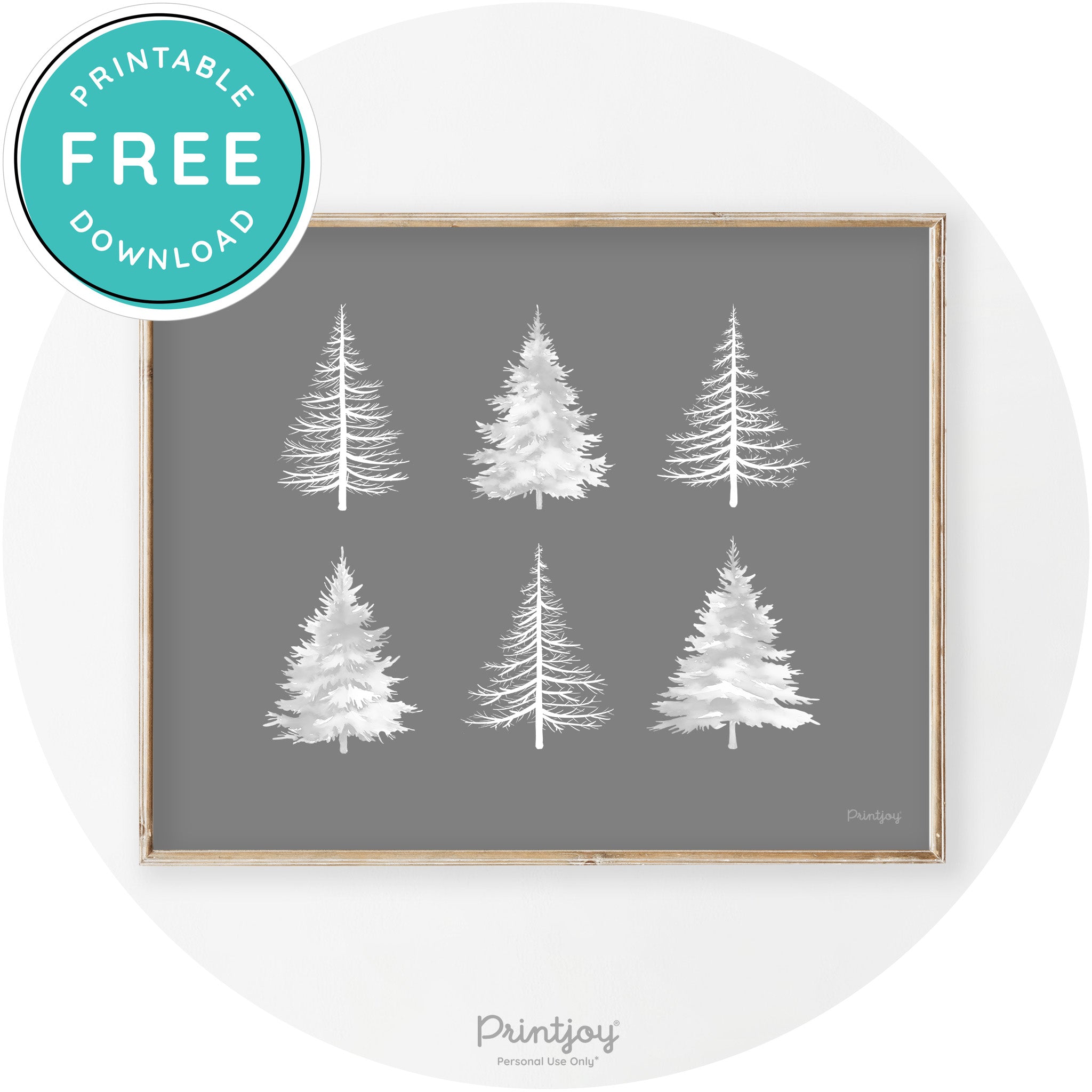 Christmas Trees Silhouette Modern Transitional Wall Art Free Printable - Printjoy