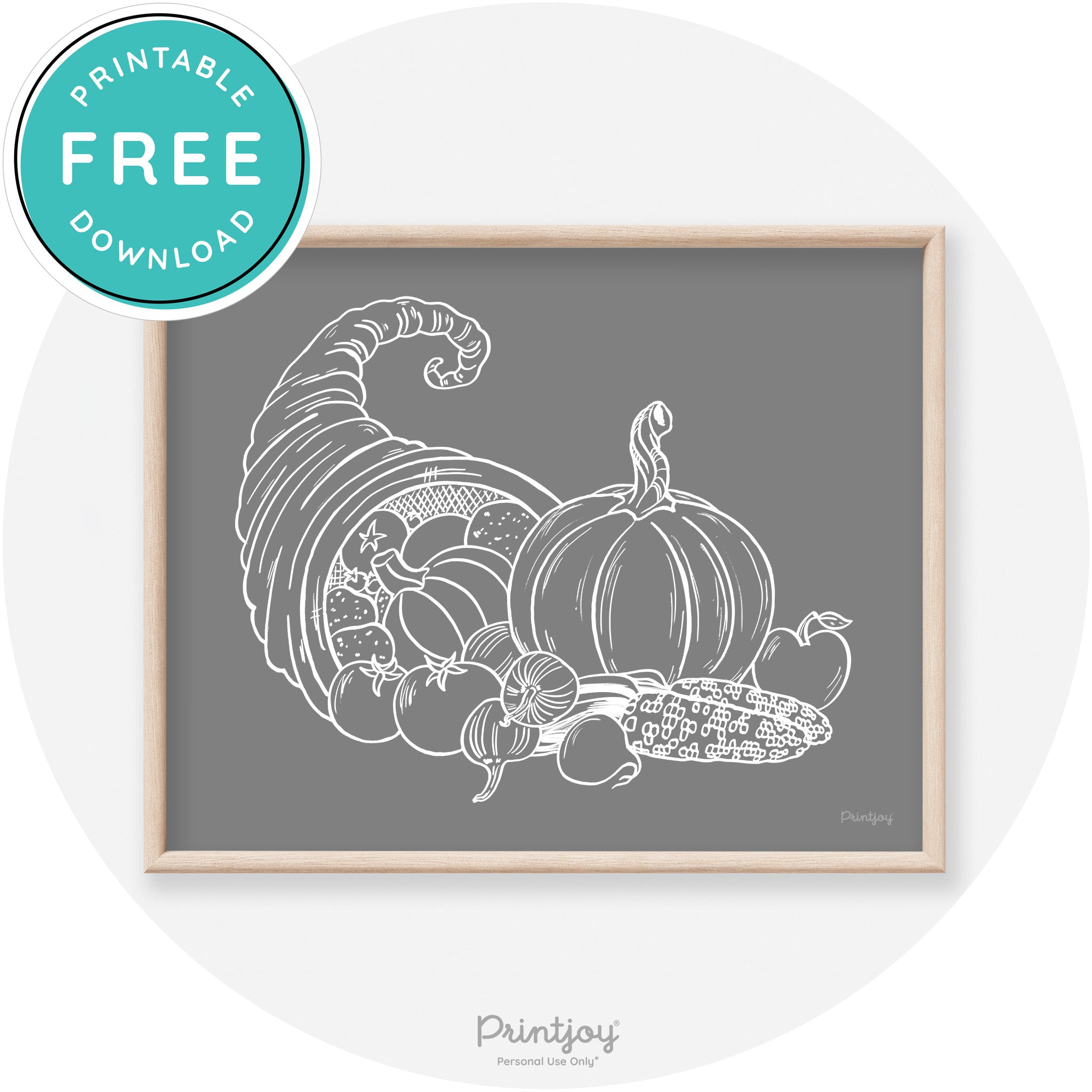 Cornucopia Drawing Thanksgiving Transitional Wall Art Free Printable