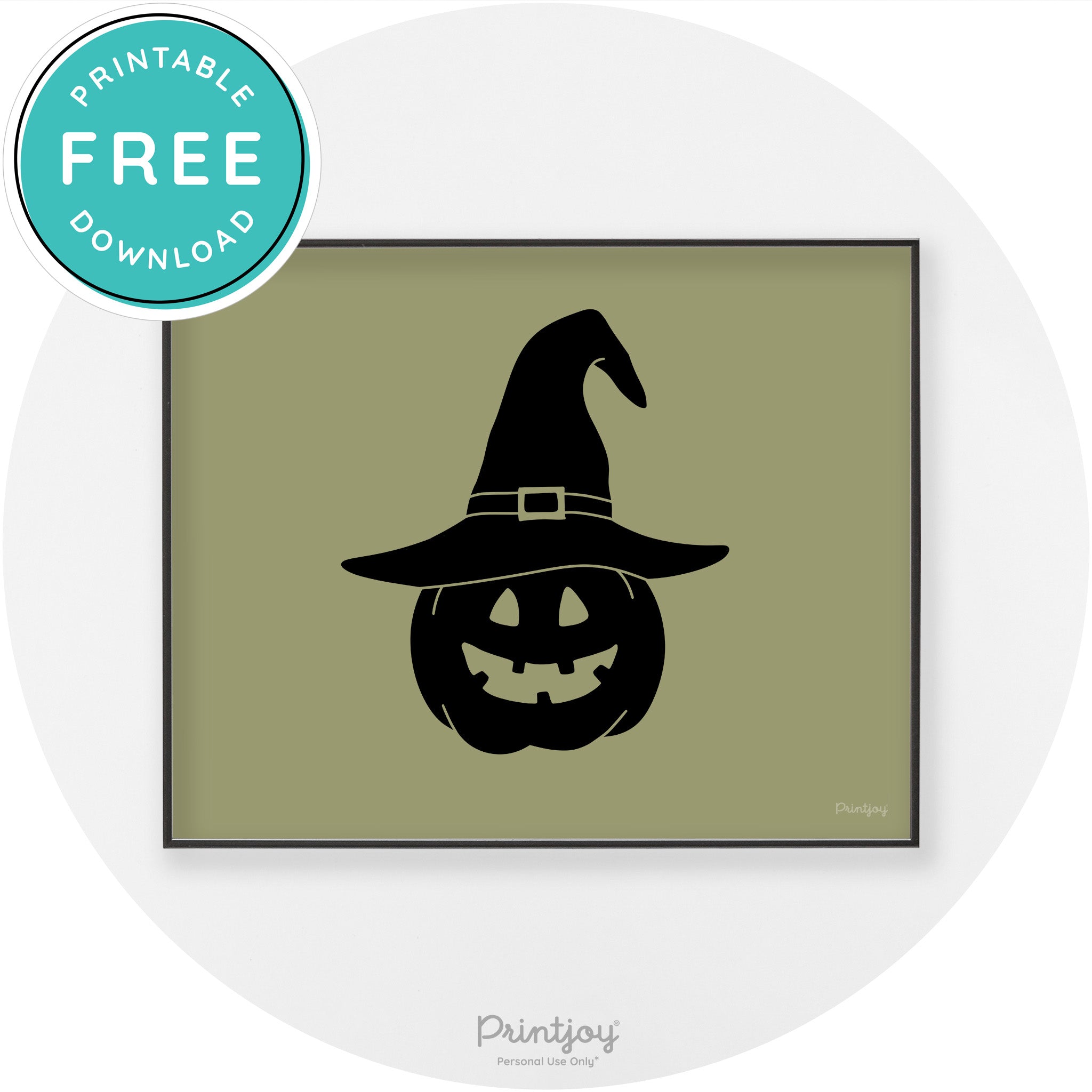 Halloween Cute Witch Jack O Lantern Chic Wall Art Printable