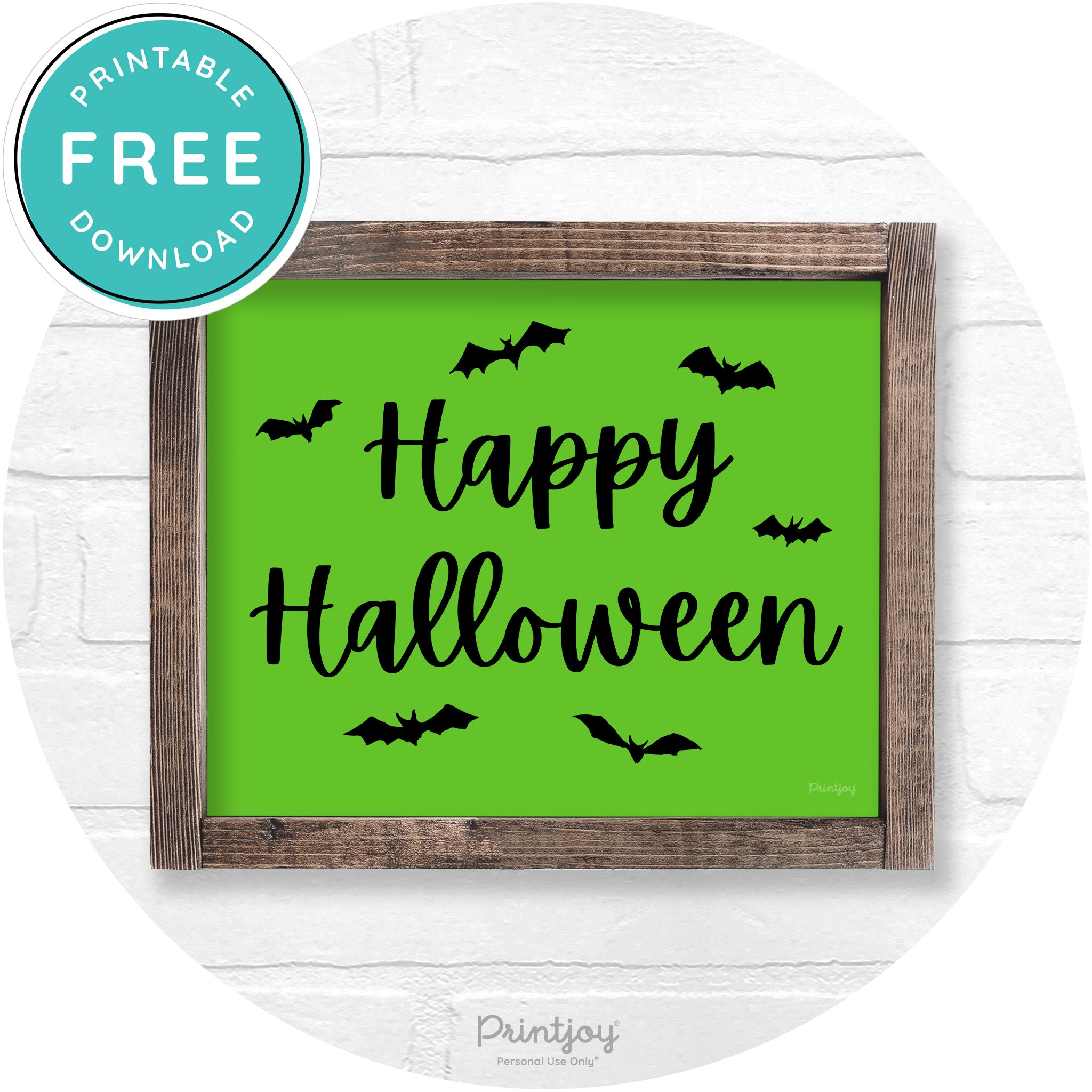 Happy Halloween Bats Rustic Farmhouse Wall Art Printable