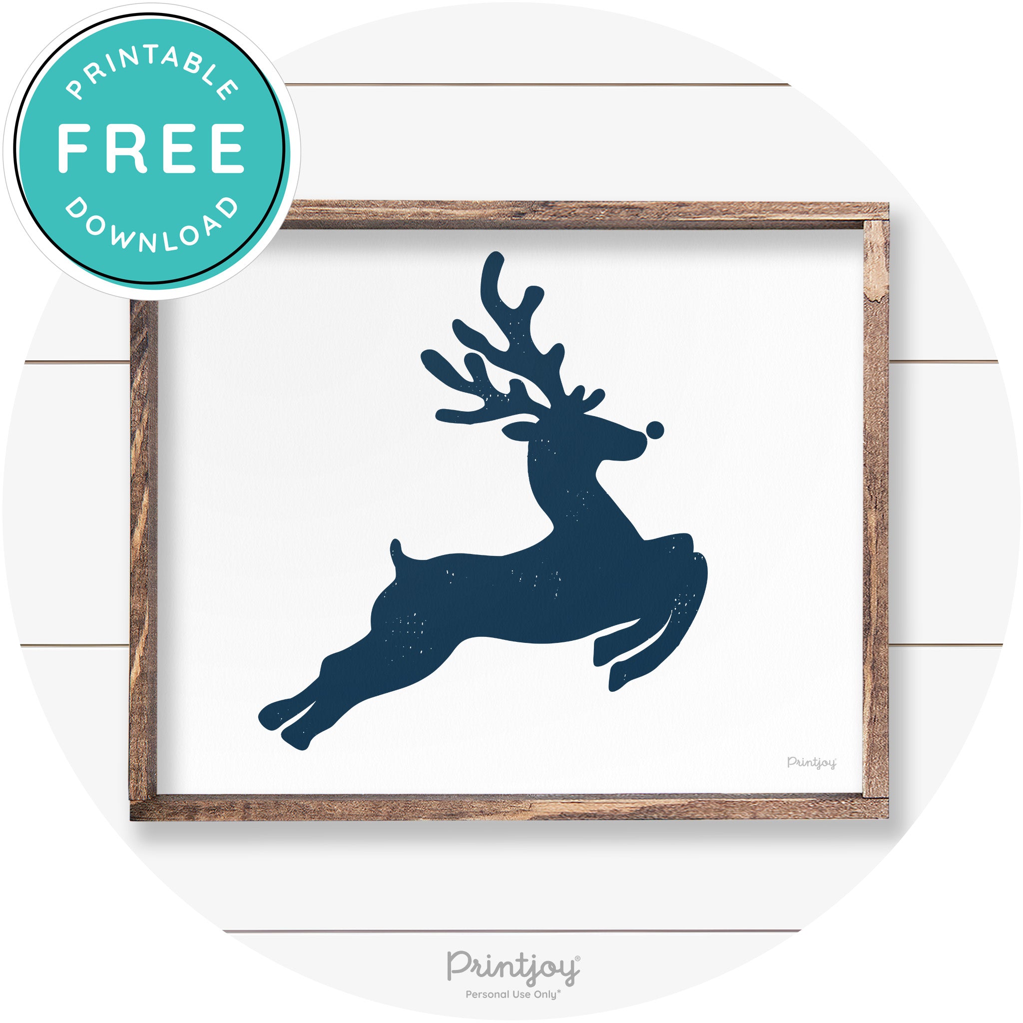 Flying Reindeer Silhouette Christmas Farmhouse Wall Art Free Printable - Printjoy
