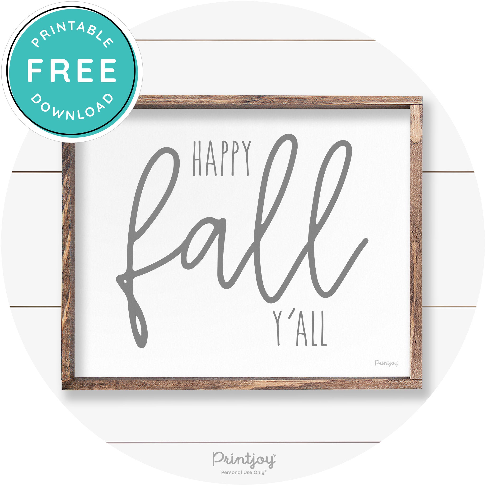 Happy Fall Y'all Cute Farmhouse Autumn Wall Art Decor Free Printable