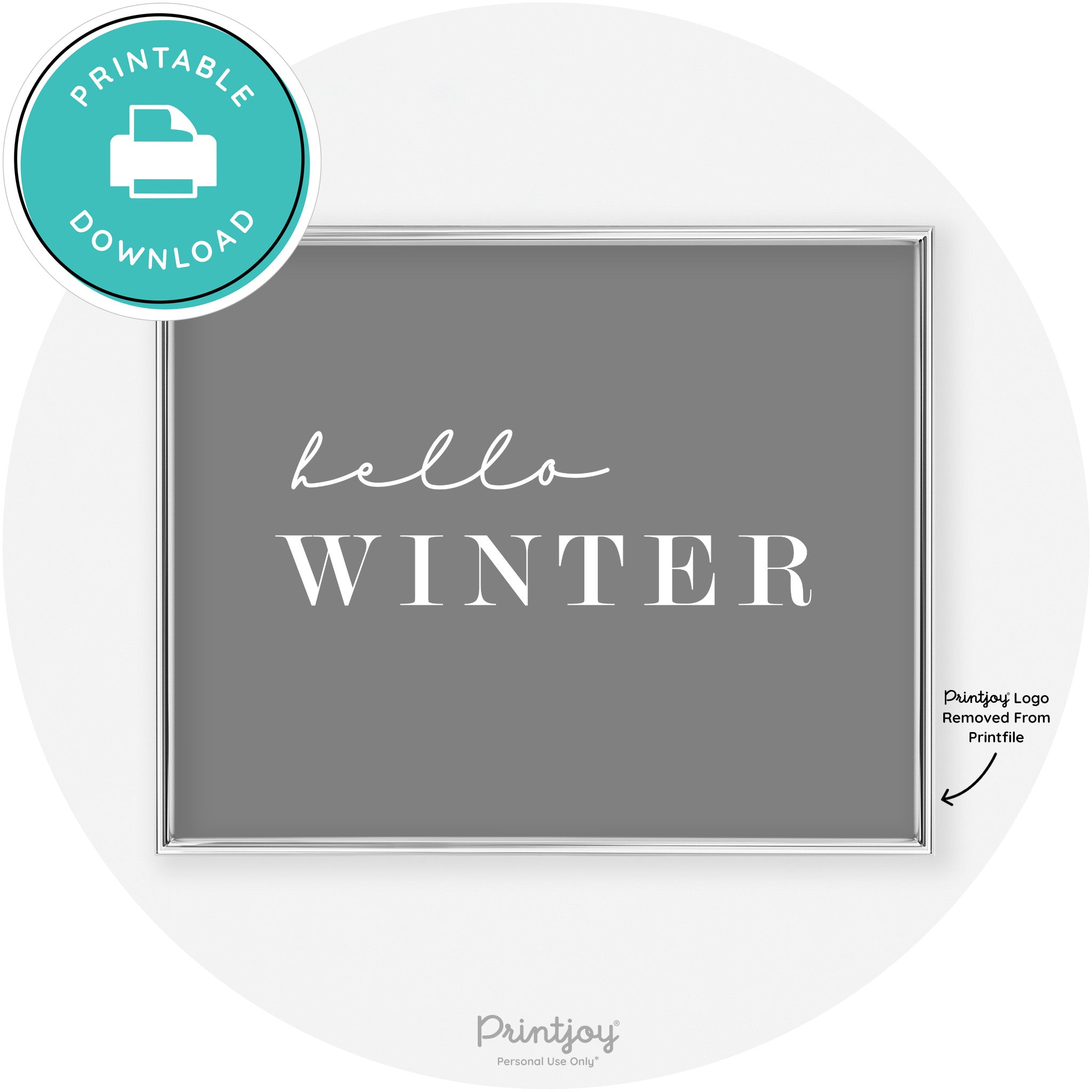 Hello Winter Cute Seasonal Modern Chic Wall Art Decor Free Printable
