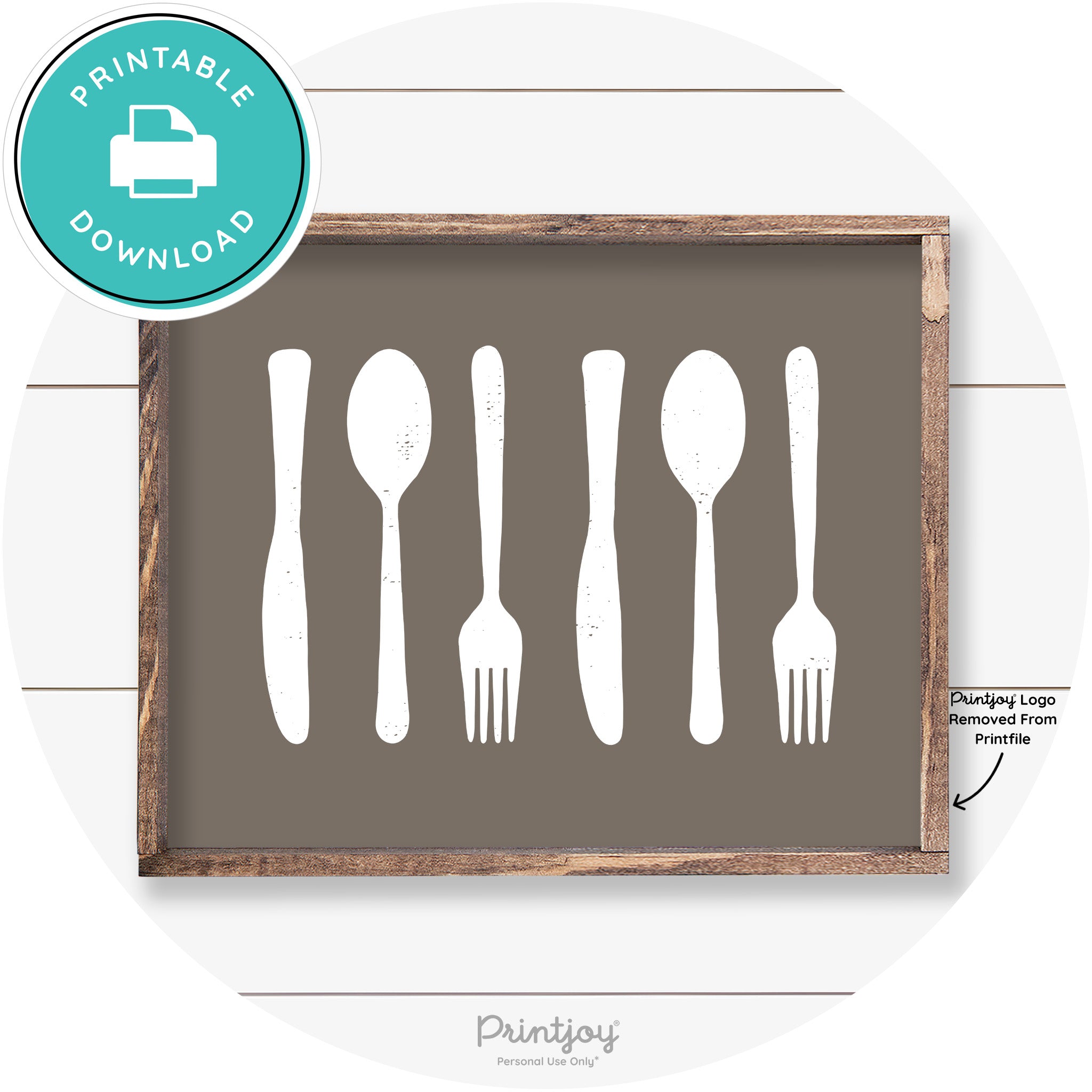 Fork Spoon Knife Pattern Farmhouse Kitchen Wall Art Free Printable