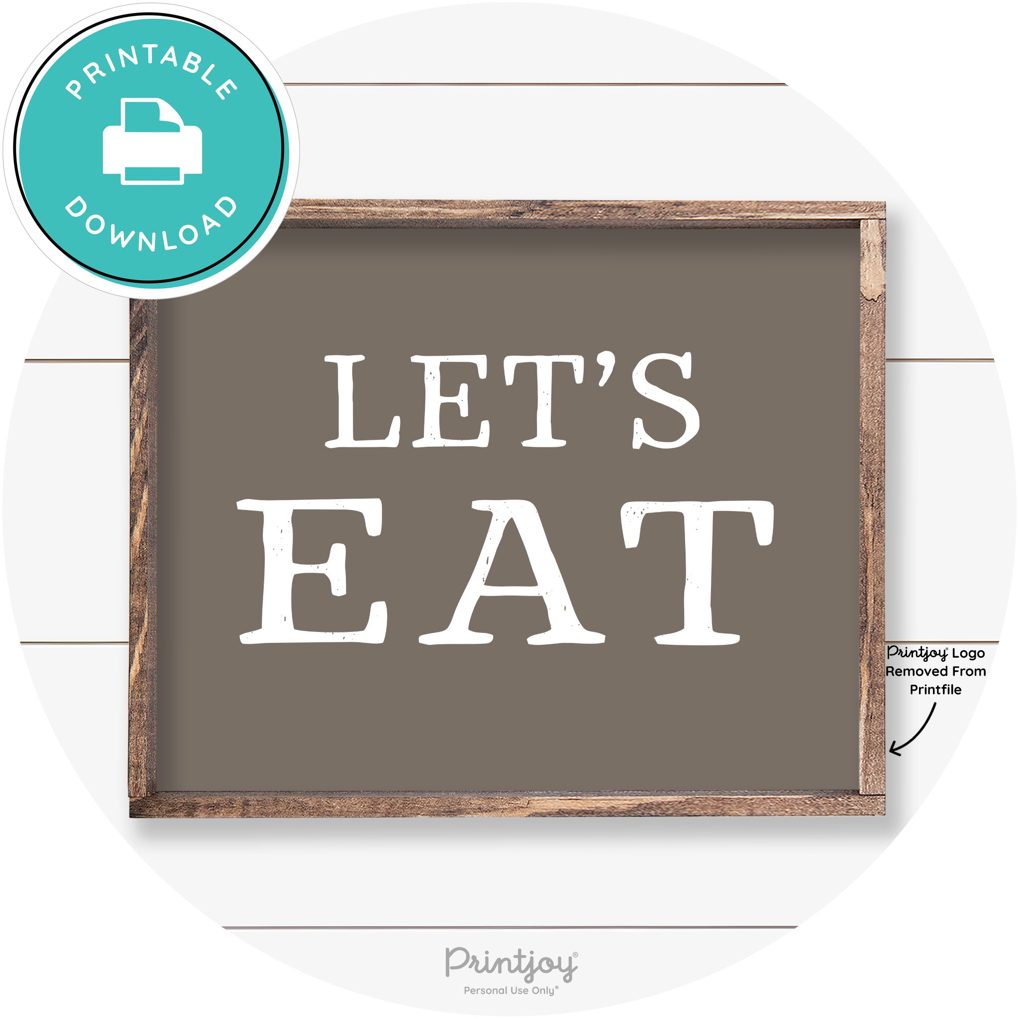 Let's Eat Kitchen Sign Rustic Farmhouse Wall Art Decor Free Printable