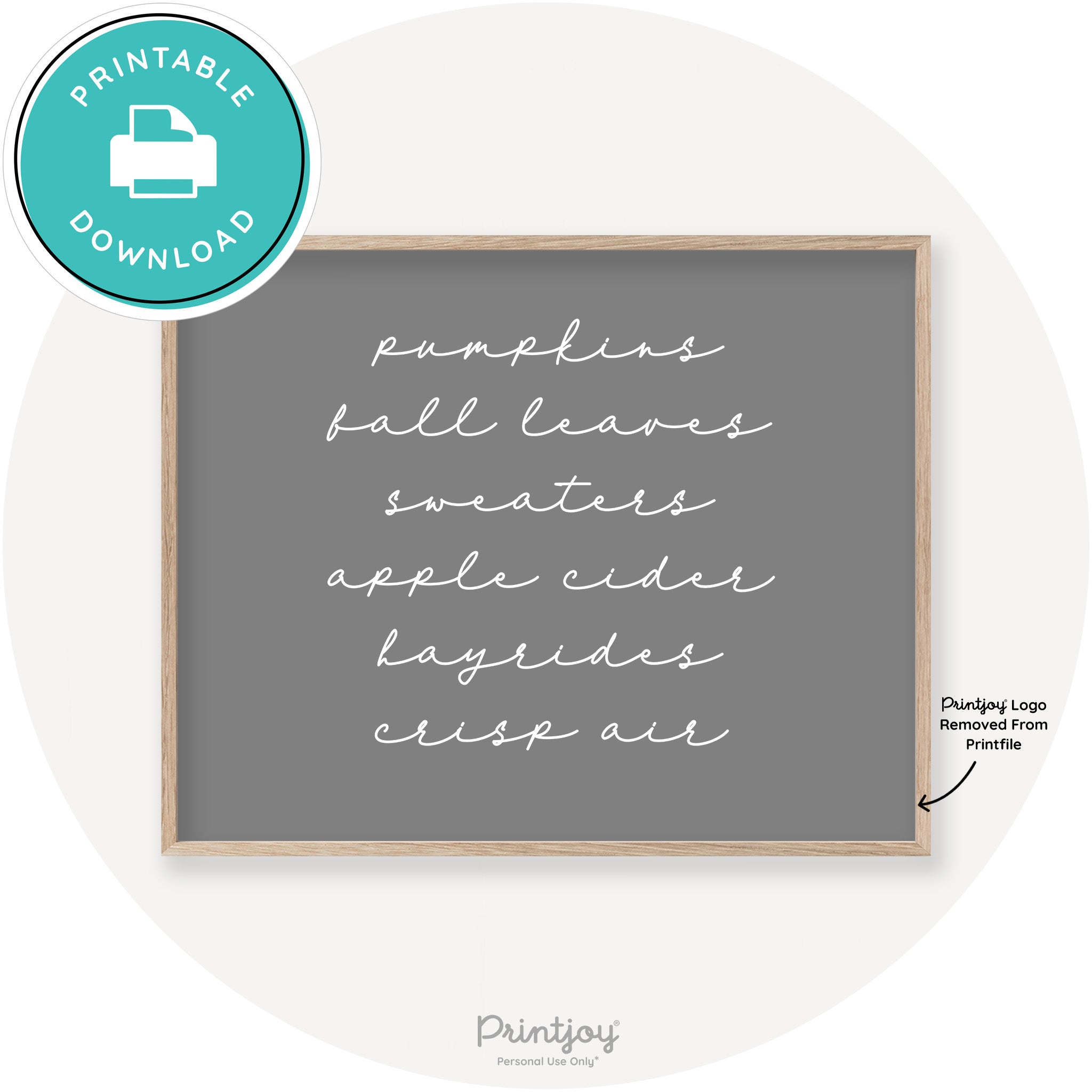 Fall Favorite Things Cute Modern Chic Decor Wall Art Printable