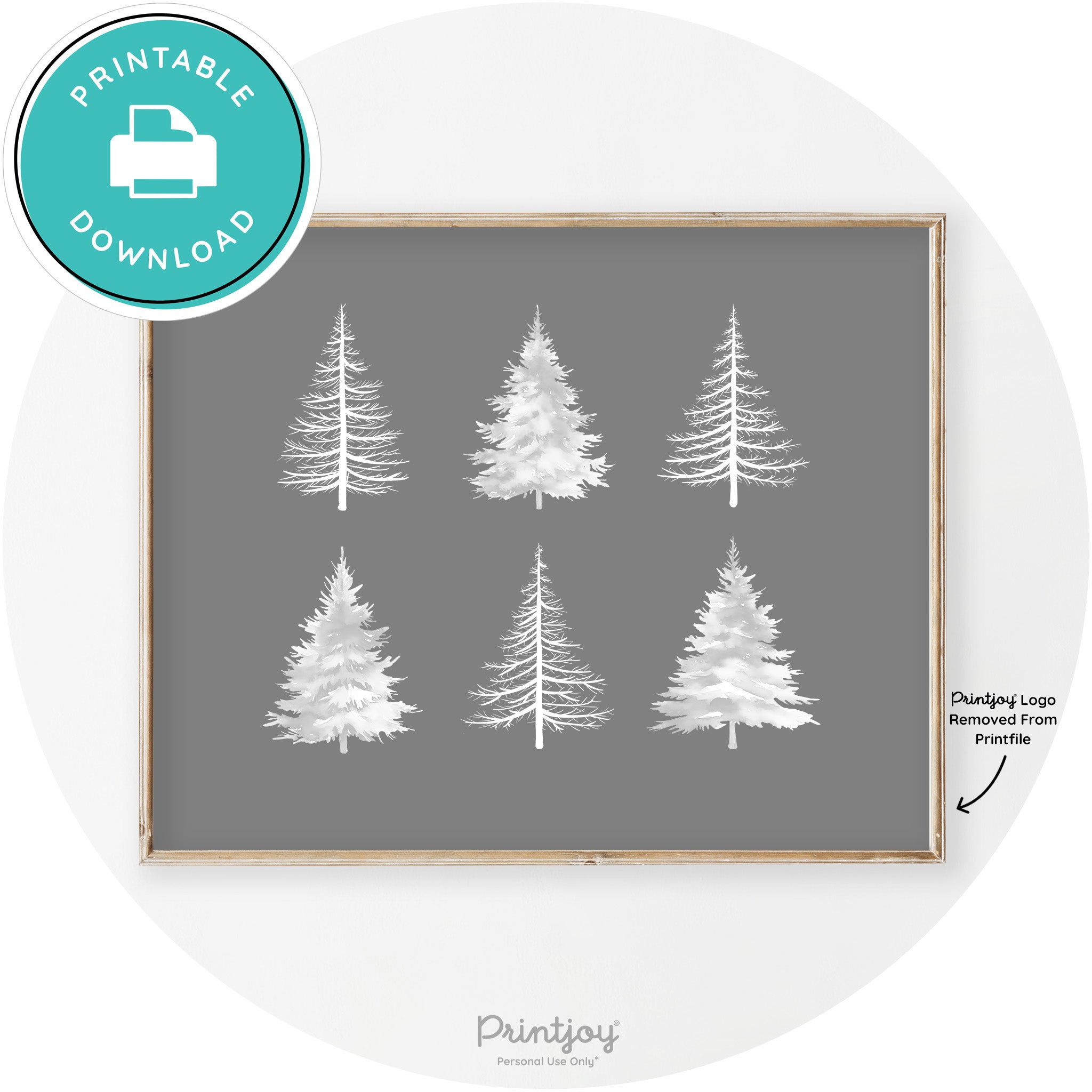 Christmas Trees Silhouette Modern Transitional Wall Art Free Printable - Printjoy