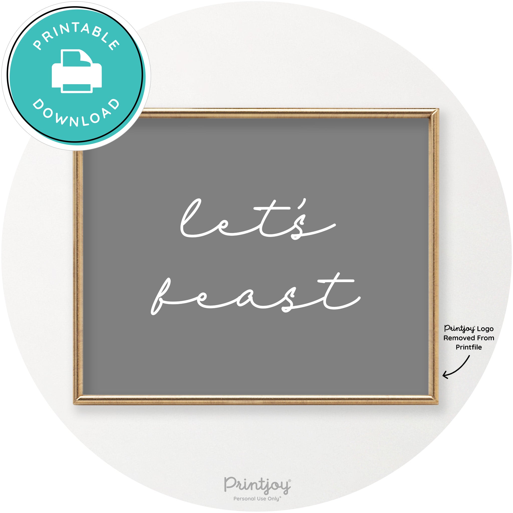 Let's Feast Cute Thanksgiving Modern Chic Wall Art Printable