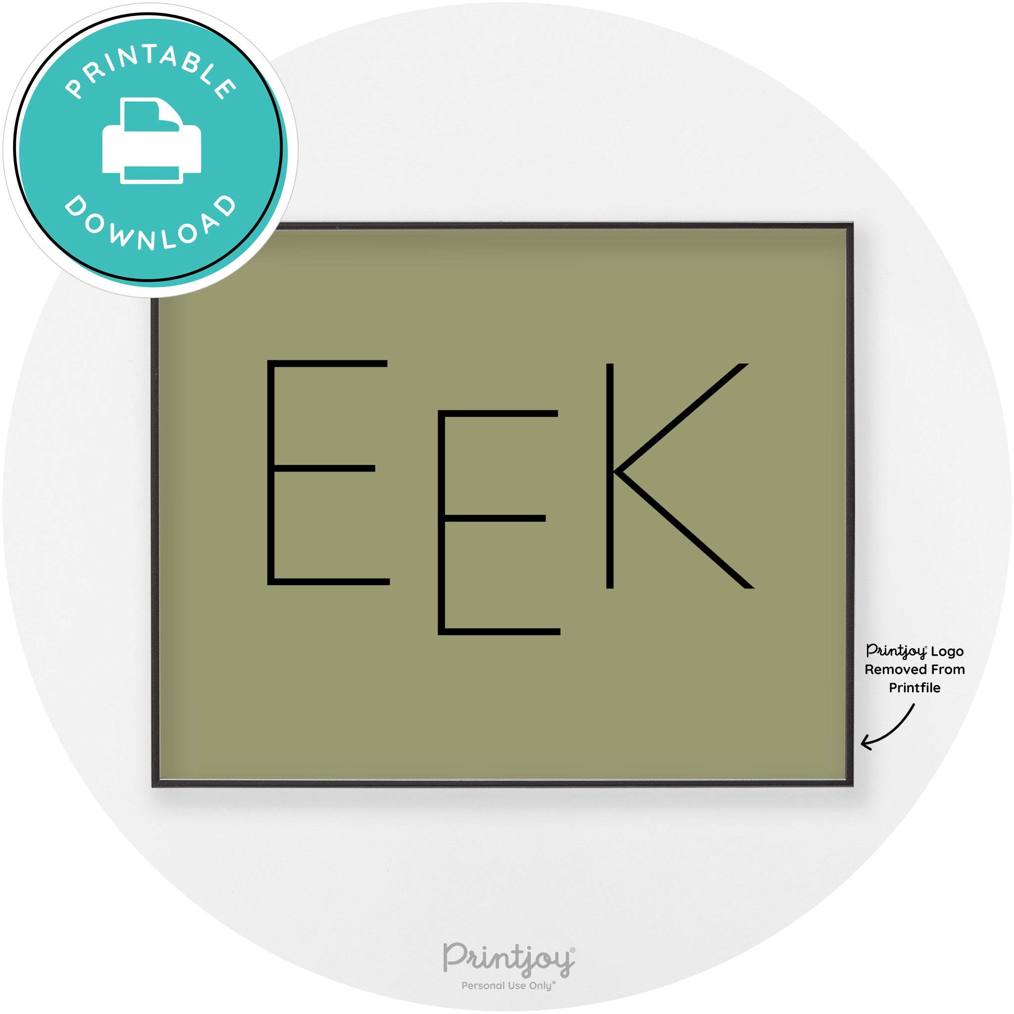 Eek Halloween Modern Chic Lettering Wall Art Decor Free Printable