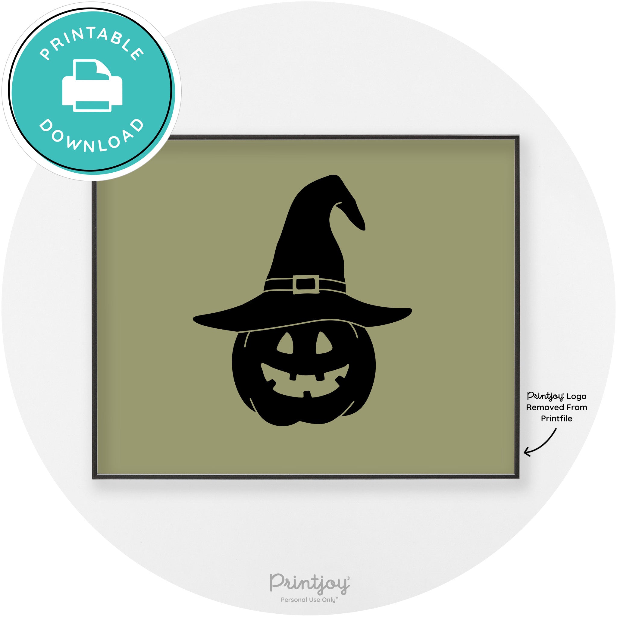 Halloween Cute Witch Jack O Lantern Chic Wall Art Printable