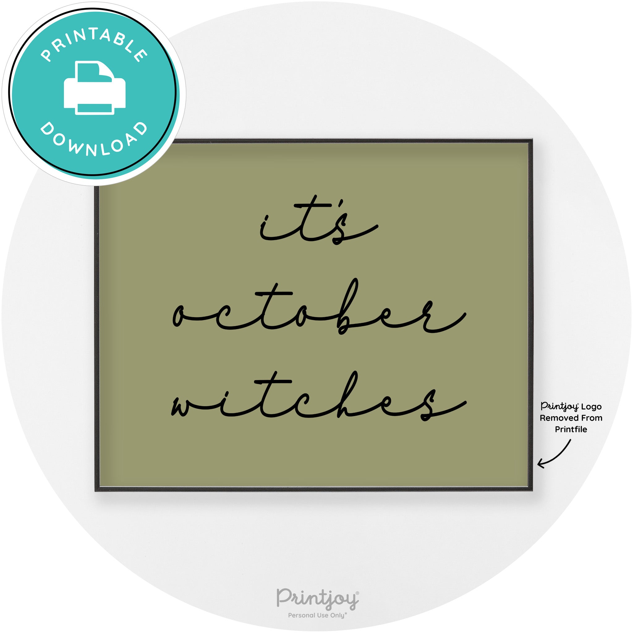 It's October Witches Halloween Modern Chic Wall Art Free Printable