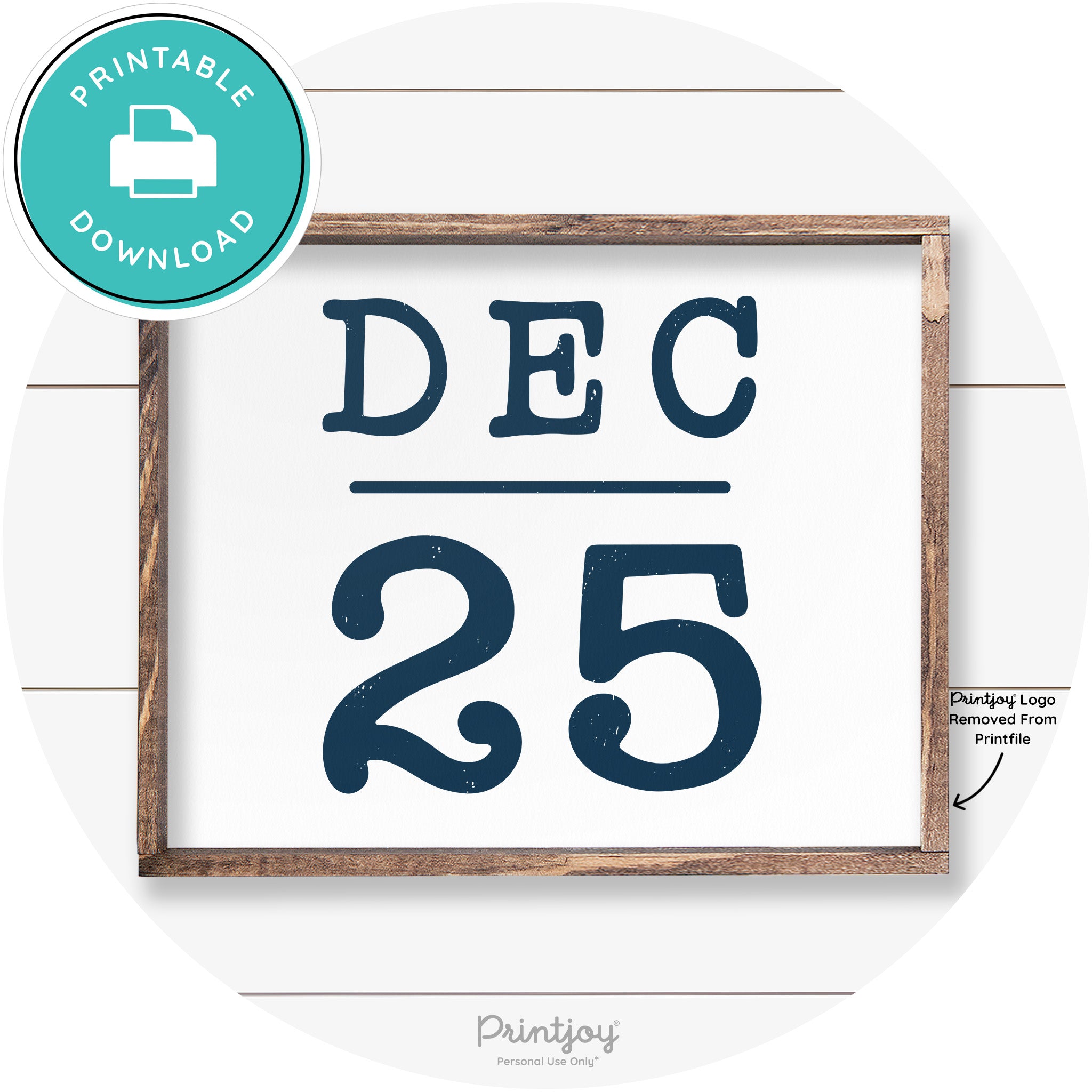 Dec 25 Christmas Rustic Farmhouse Wall Art Decor Free Printable