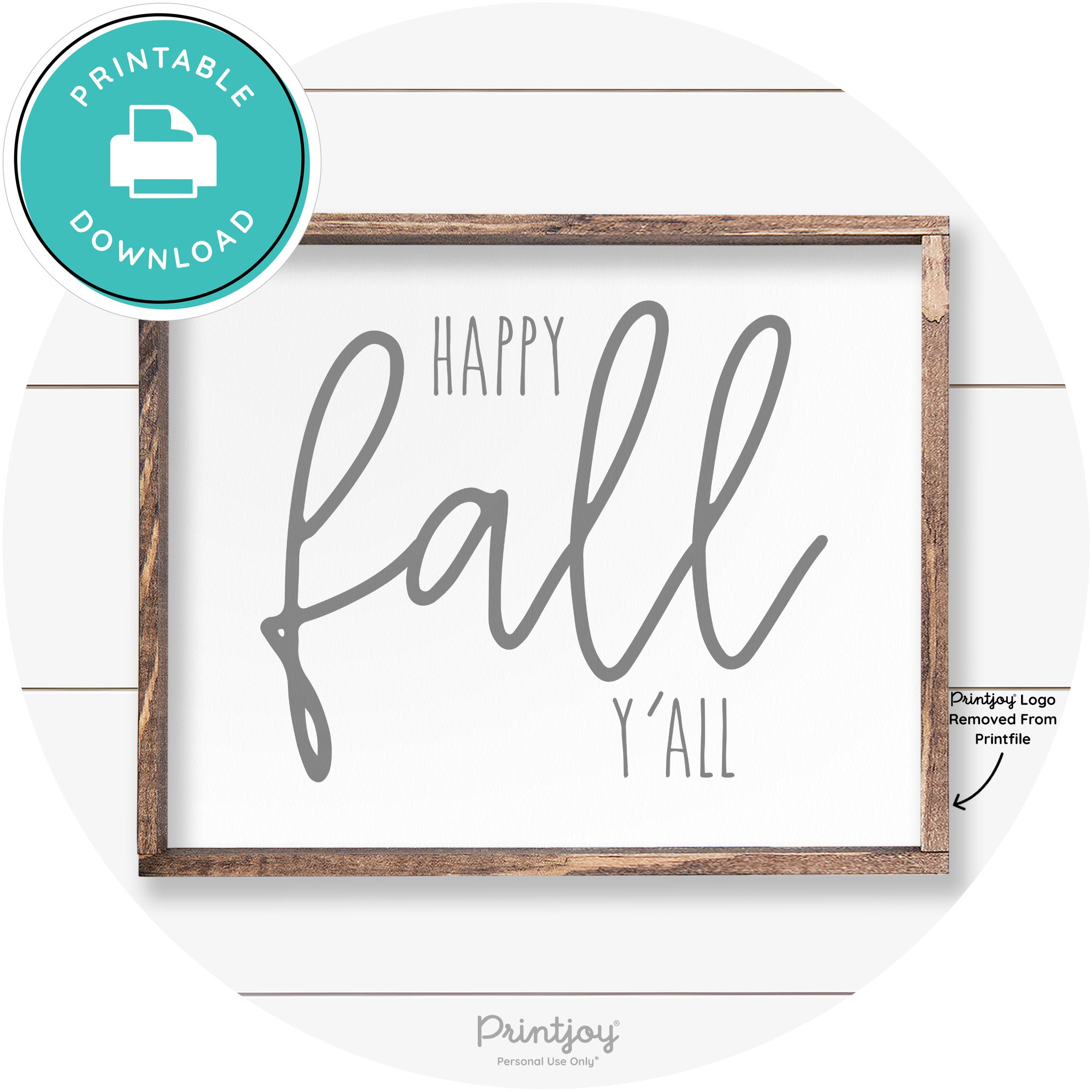 Happy Fall Y'all Cute Farmhouse Autumn Wall Art Decor Free Printable