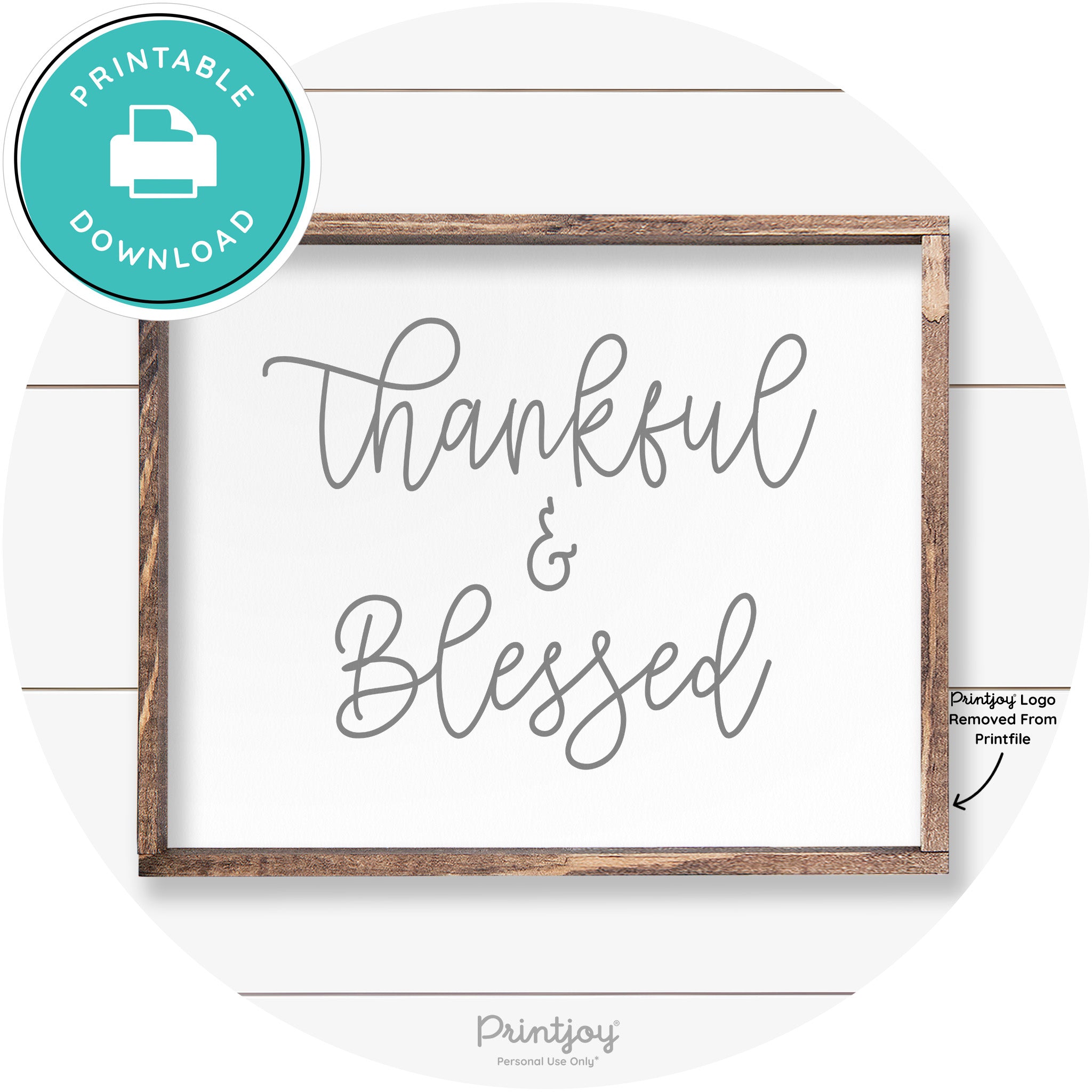 Thankful And Blessed Thanksgiving Farmhouse Wall Art Free Printable