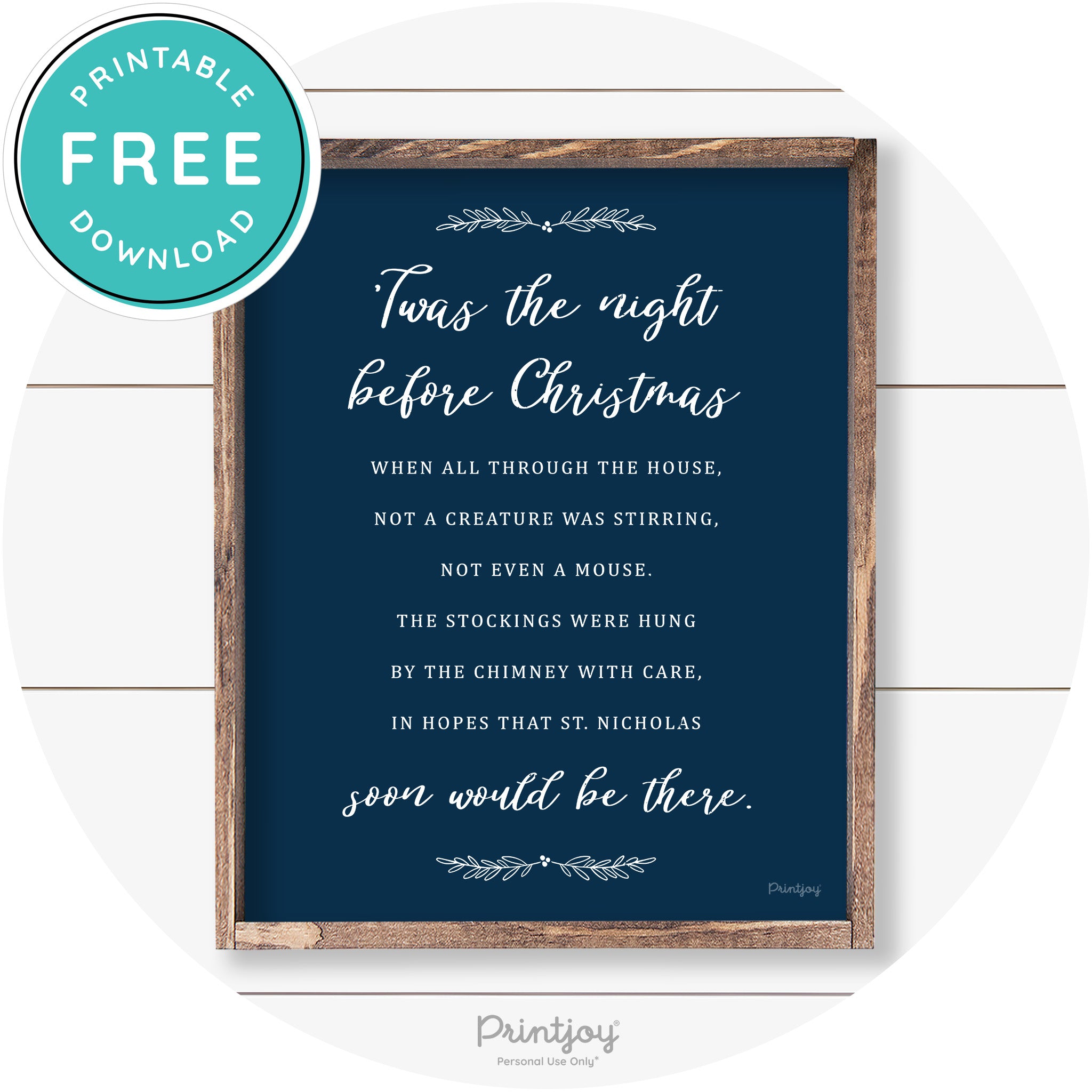 'Twas The Night Before Christmas Farmhouse Wall Art Free Printable