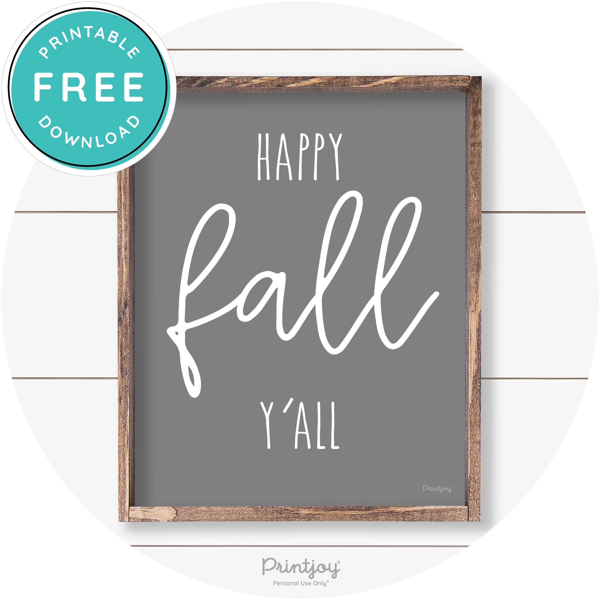 Happy Fall Y'all Cute Farmhouse Autumn Wall Art Decor Free Printable