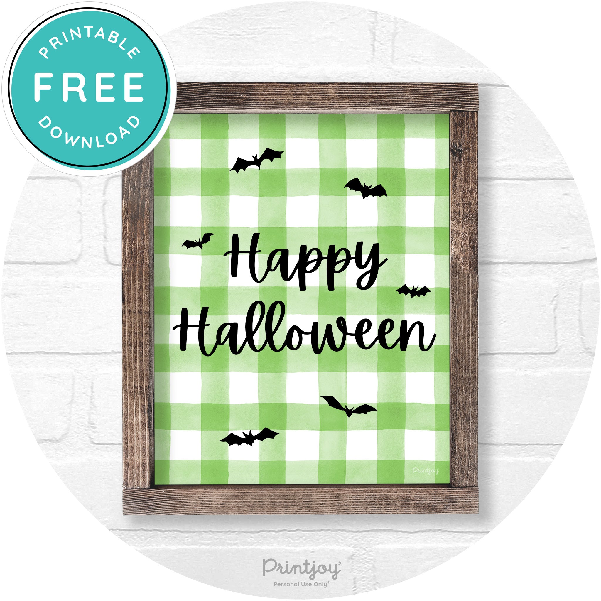 Happy Halloween Bats Rustic Farmhouse Wall Art Printable
